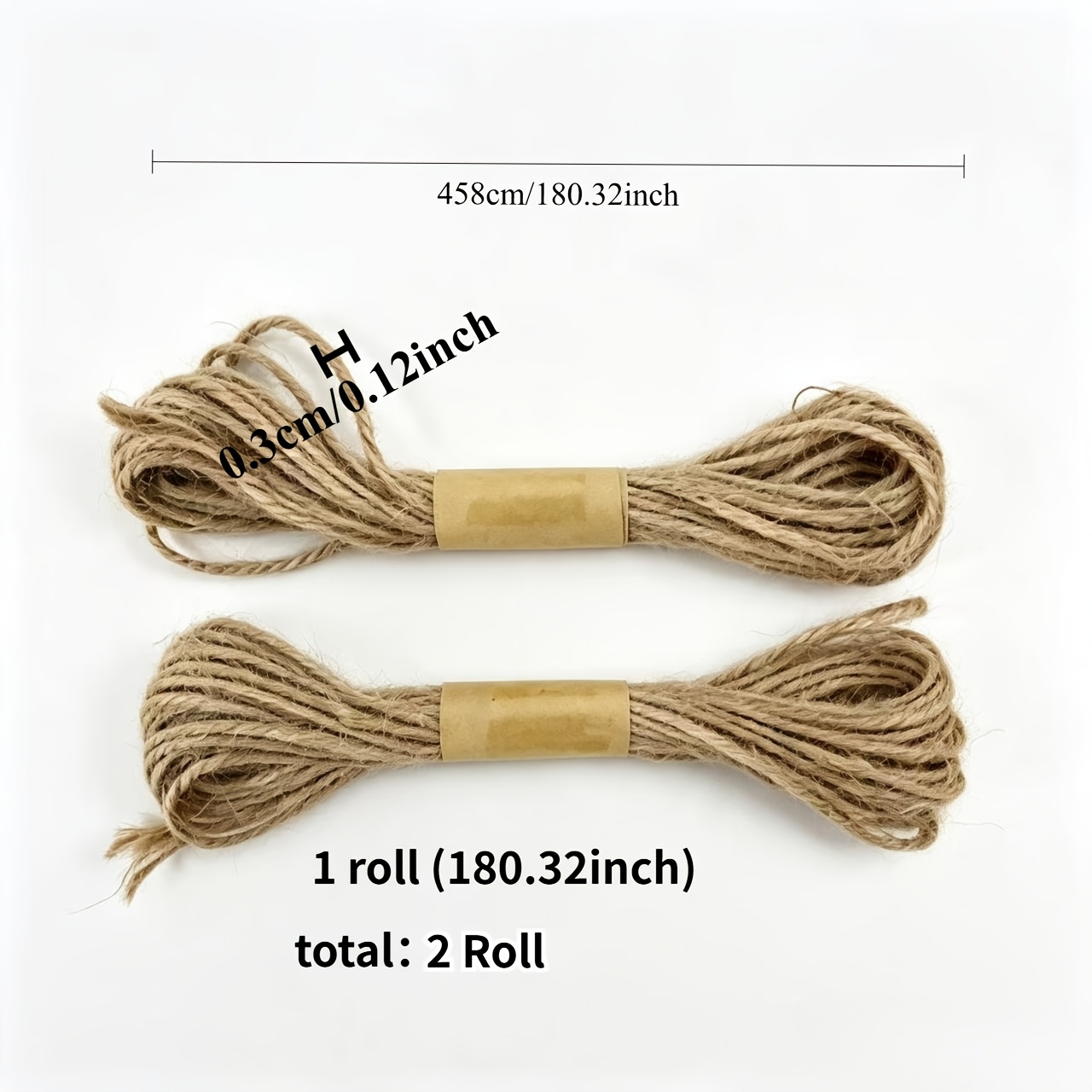 TEMU 180.32inch Natural Jute Rope-diy Craft Packaging Rope, Suitable For Plant Traction, Weaving, Gardening And Handicraft Use, Gardening Binding
