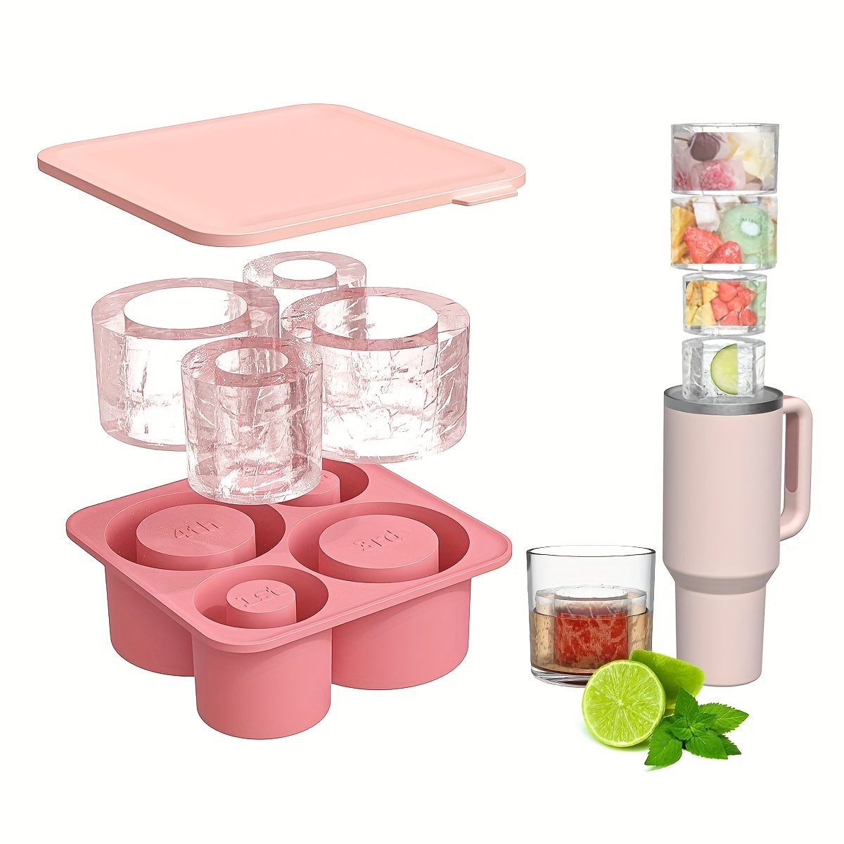 

Custom-fit Silicone Ice Cube Tray With Lid For Stanley Cups - Perfect For 20oz, 30oz, 40oz Tumblers - Food Grade, Spill-proof & Versatile Mold For Chocolates & Treats