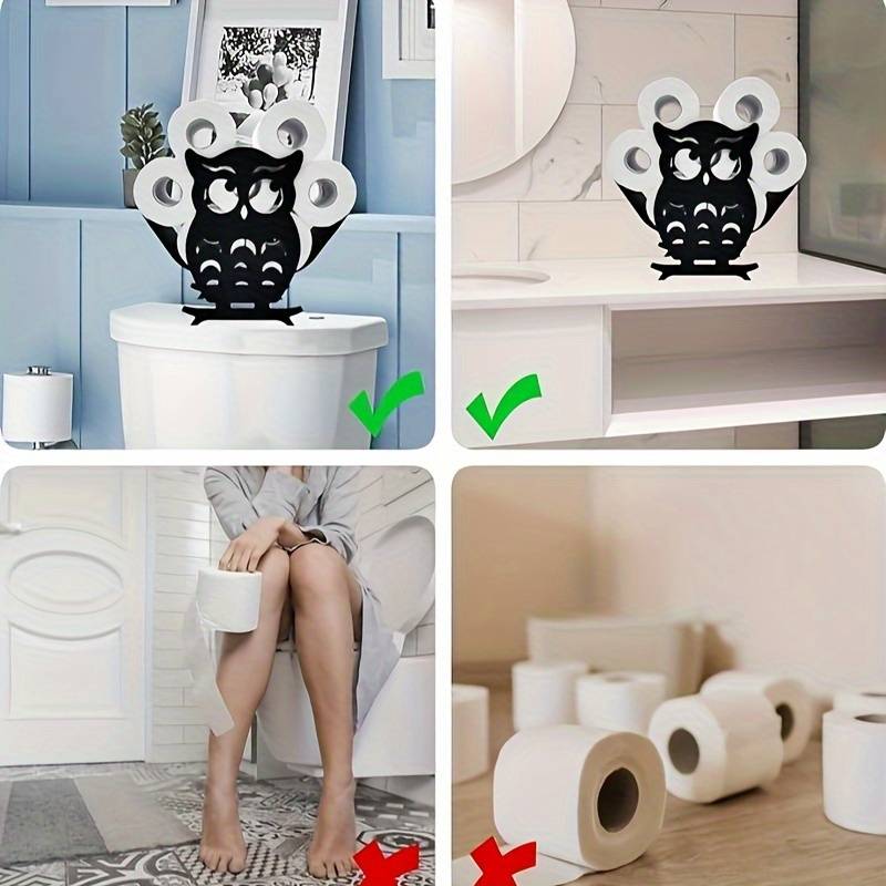 Porta Rotolo Carta Igienica Da Parete - Autoportante, Supporto In Metallo Per Bagno, Colore Nero