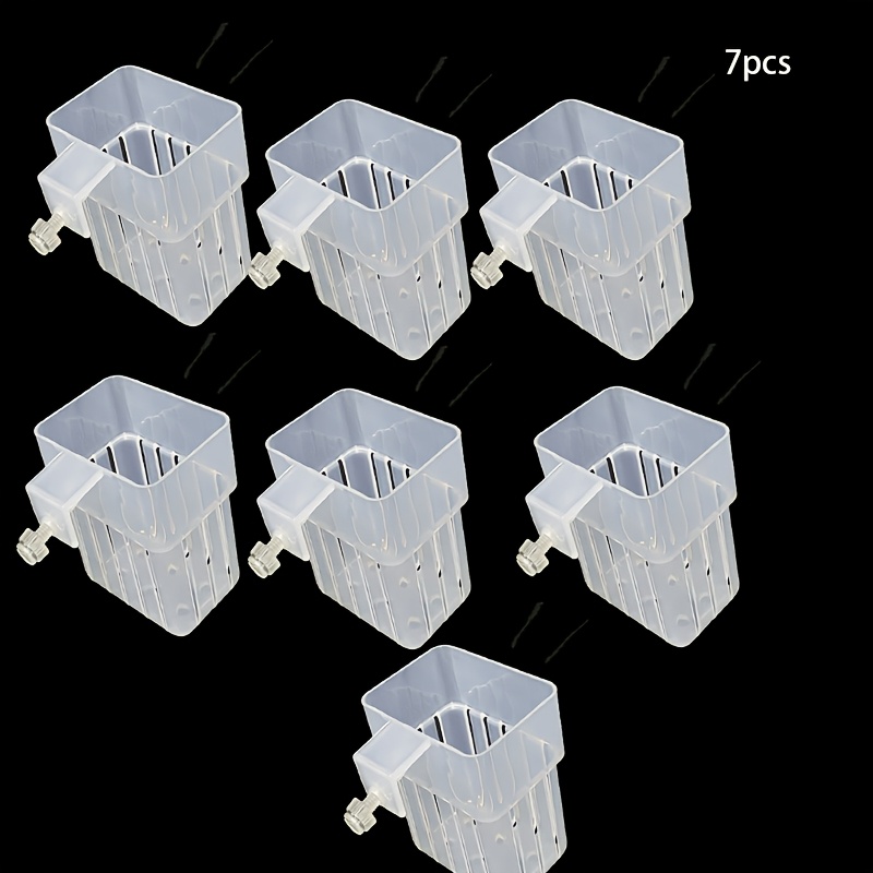 TEMU 7pcs Hanging Aquarium Plant Holder With Hook, Fish Tank Plant Holders With Hole, Top Aquatic Planter Hanging Pot For Hydroponic Water Feature,