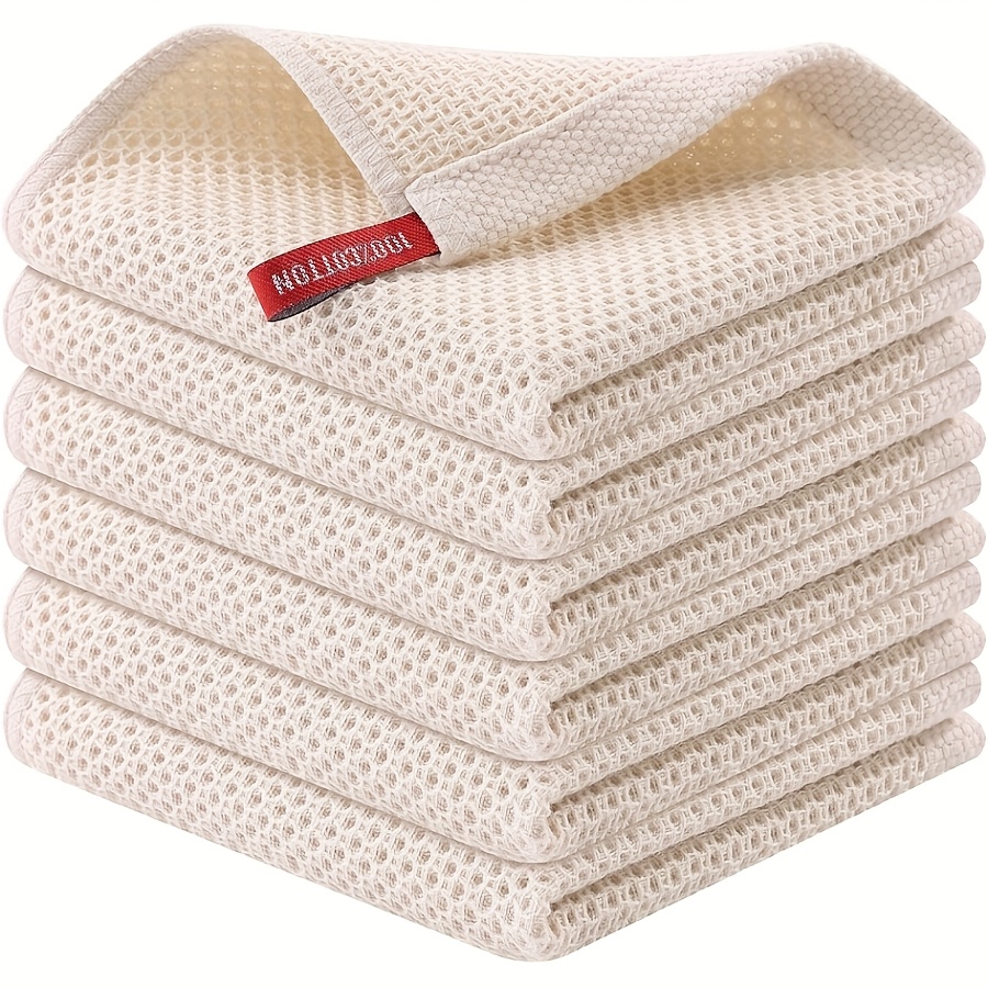 6-pack 12in X 12in Dishcloths, Waffle Weave Absorbent Dish Towels, Reusable Cleaning Cloths For Home Kitchen