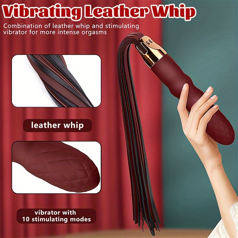 2 in 1 whip vibrator faux leather anal stick with 10 vibration usb rechargeable soft silicone for couples play 1