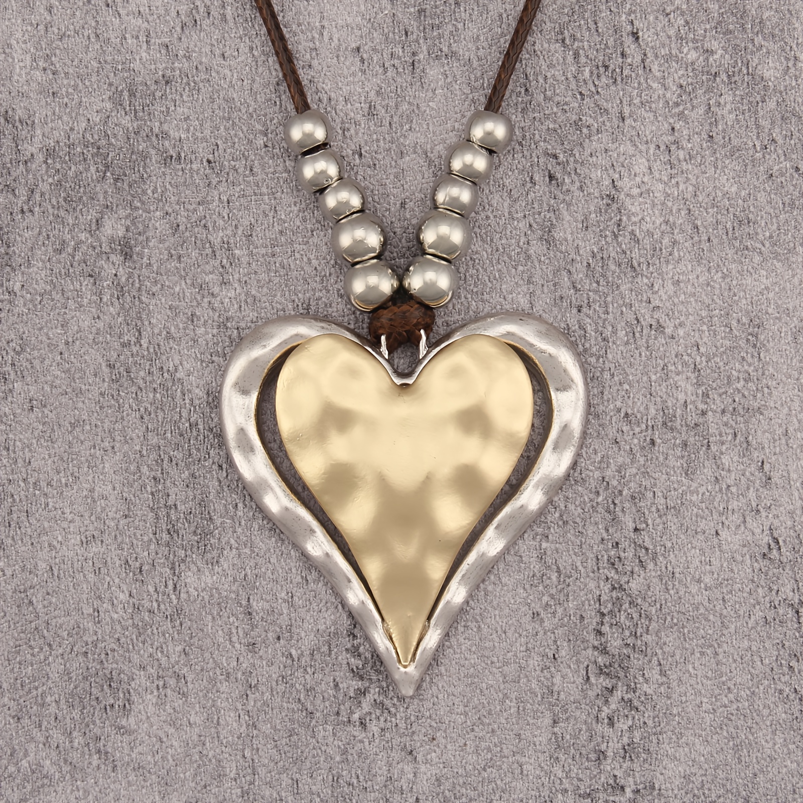 TEMU 1 Bohemian Ethnic Style Pendant Necklace, Niche Design Heart Pendant, Versatile Sweater Chain Accessory For Daily Wear And Valentine's Day