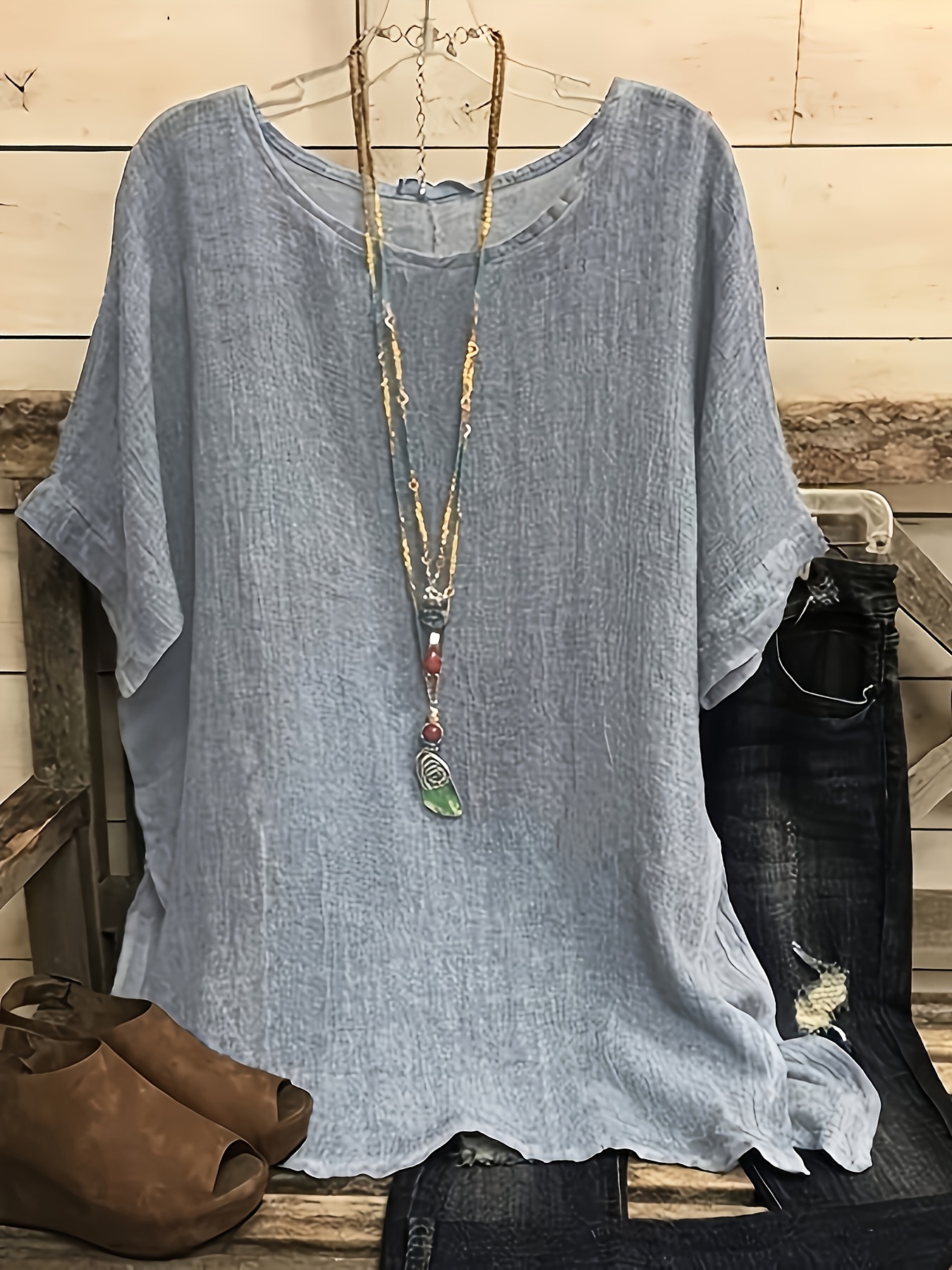 plus size 2pcs plus size womens solid casual short sleeve tops comfortable breathable soft for daily wear