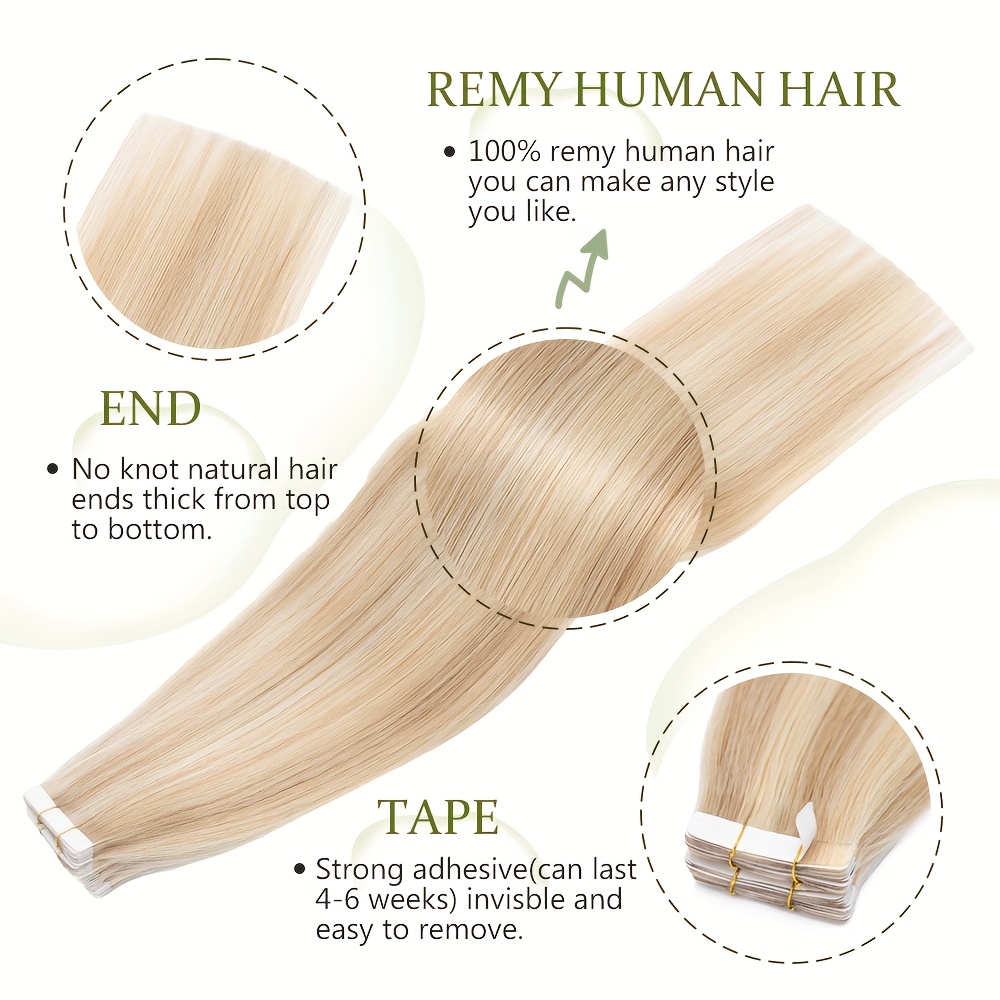 50g pack 20pcs tape in human hair extensions 100 brazilian human hair tape in extensions straight light beige weft 100   seamless design human hair extensions for women 14 24 inches date gift cosplay details 1