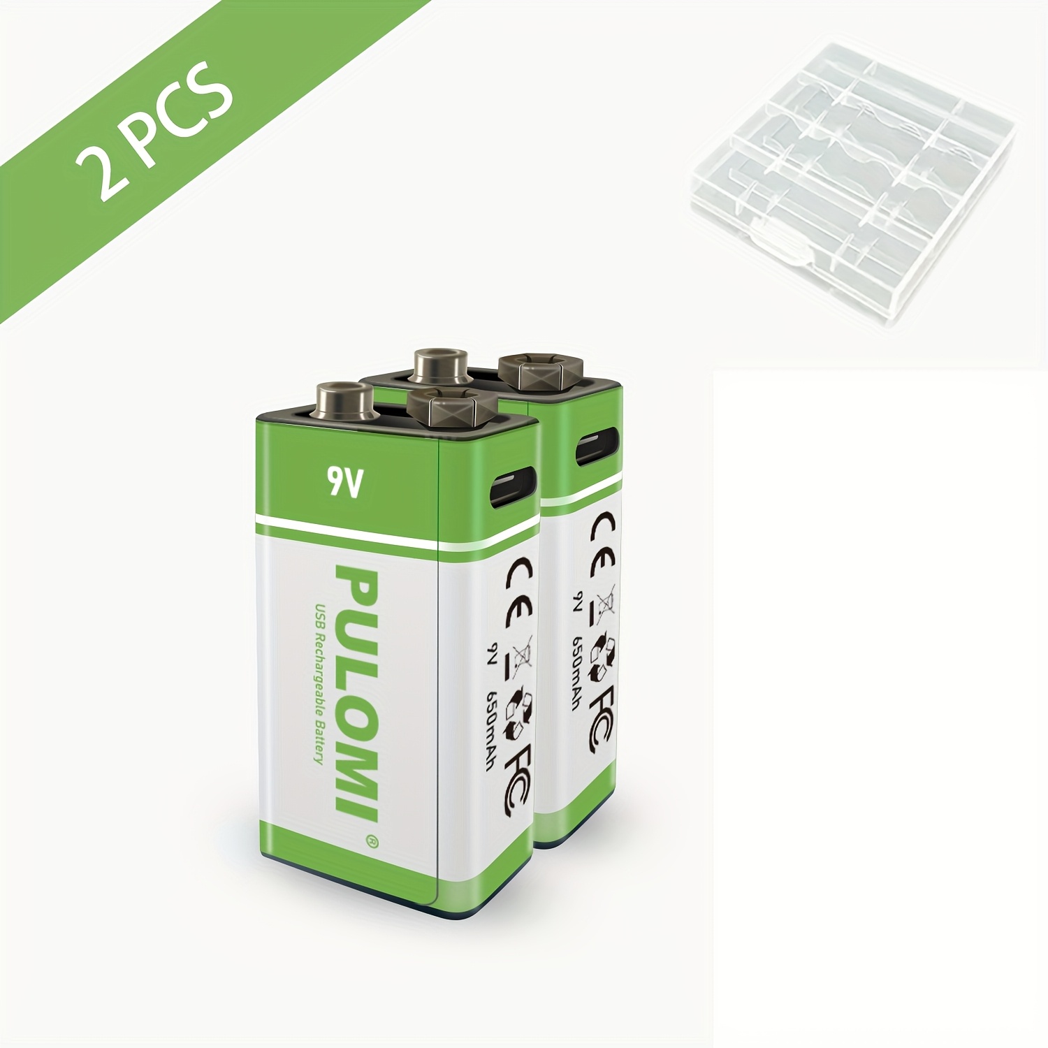TEMU 2pcs 9v Battery 9v Batteries, Usb/type-c 9v Lithium , High Capacity 9v 650mah 5920mwh Lithium Battery, 1.5 Hours Fast Charge, Output, Long