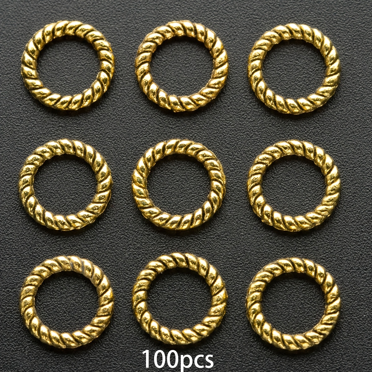 E-shop 100 Stk. runde gedrehte Abstandperlen, ca. 8 mm, durchbohrte lose Perlen aus Zinklegierung, handgefertigte Perlenzwischenteiler, Perlenstopper