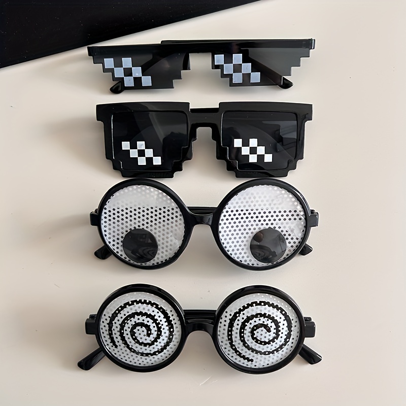 

4pcs Retro Mosaic Funny Googly Eyes Glasses - Weddings, Bridesmaids & Birthday Parties