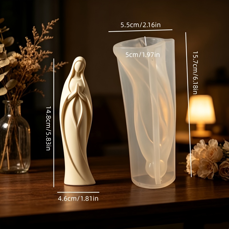TEMU Moule à bougie en silicone Statue des mains jointes, Moule d'ornement de figure facile à tracer, Cire de soja d'aromathérapie, Résine époxy,