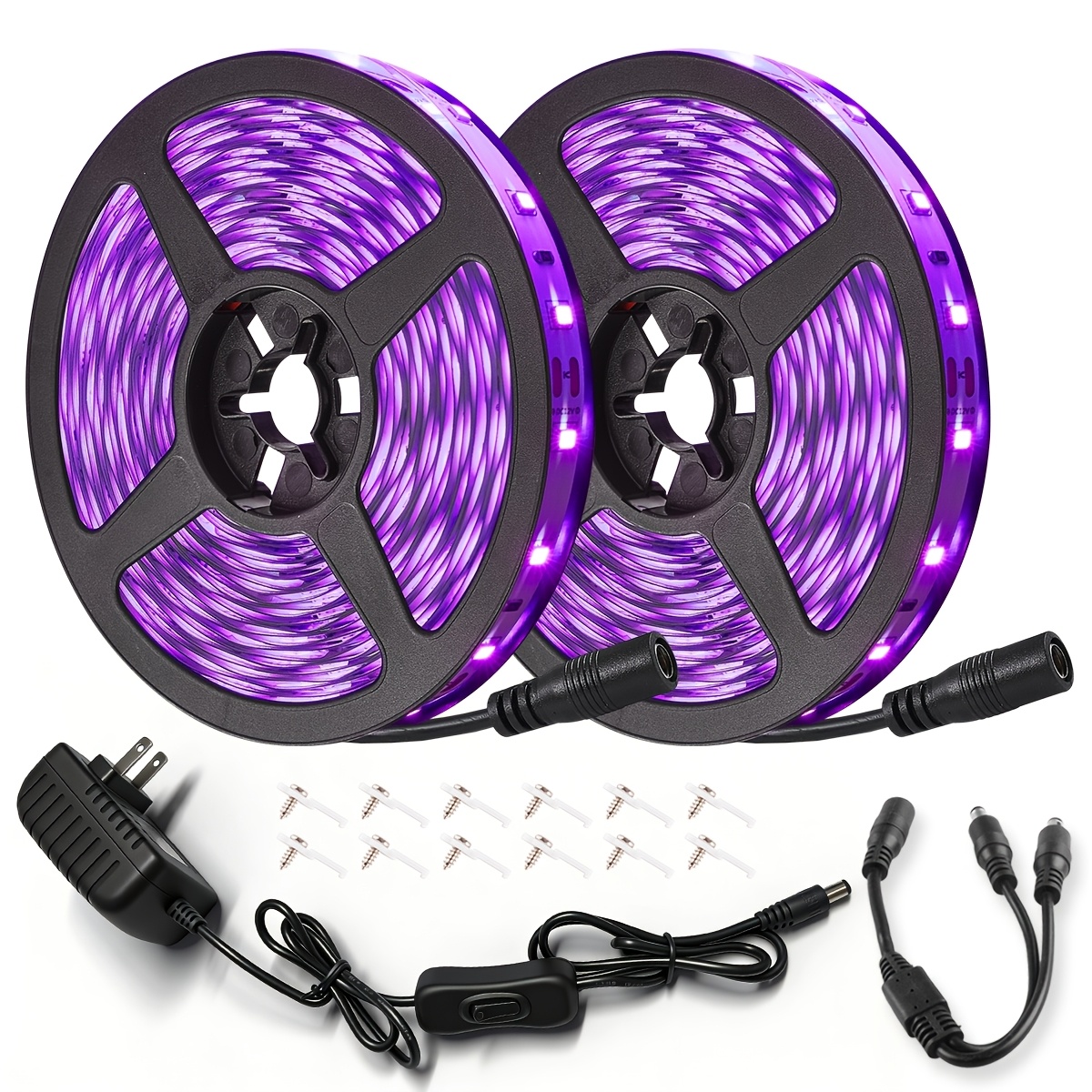 Onforu 8-Pack 42W LED Blacklight Bars – Plug & Switch – 385-400nm UV – Glow Parties, Halloween, Body Paint, Stage Lighting – Metal Housing