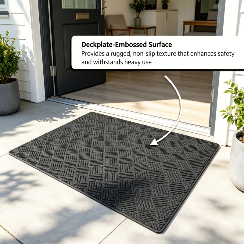 TEMU Heavy-duty Rubber Door Mat, Large Size, 90x60cm, Sturdy And Durable, Easy To Clean, Cut, Suitable For Indoor And Outdoor Use, Garages, ,