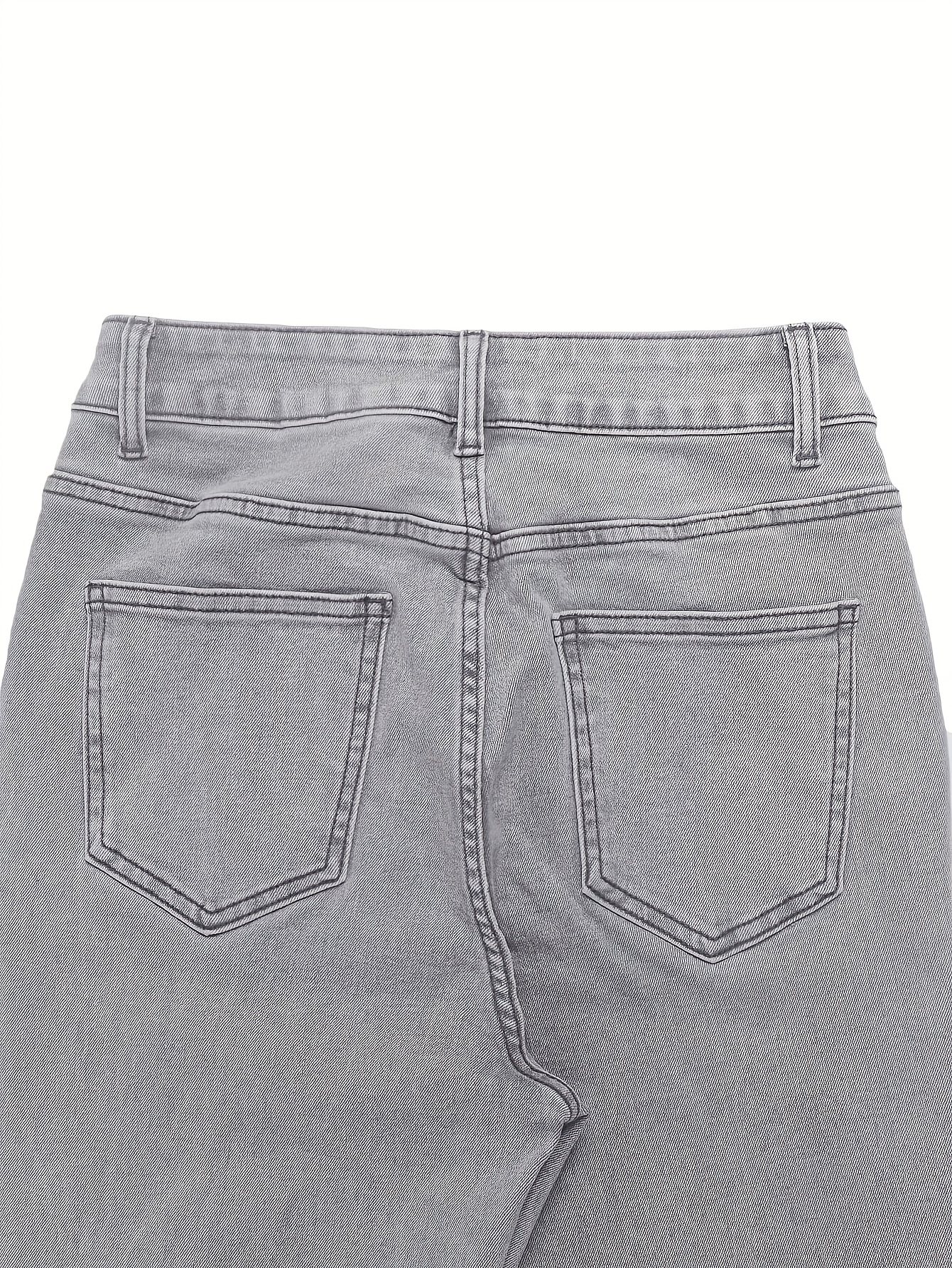 GILIPUR MH1025 Light Blue Retro High-Waist Stretch Straight Leg Women's Pants, Street Style Solid Color Long Pants with Pockets, All-Season Comfortable Stretch Fabric, Machine Washable