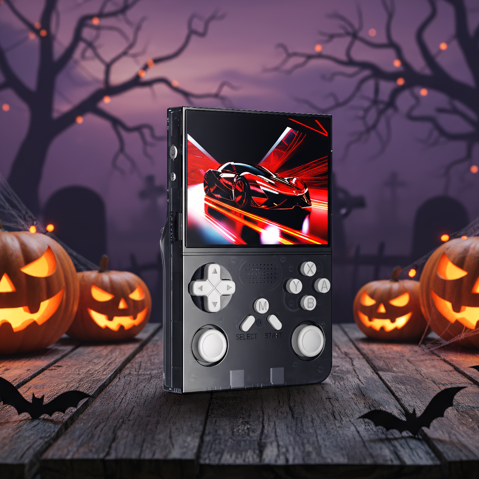 Black/White/Purple 128GB Open-Source Gaming Handheld | Dual TF Card Slots Expandable + Quad-Core Processor | 3.5-inch HD Screen Mini Portable Game Console | Retro Arcade Linux System | Multi-Color Christmas Halloween Trendy Gift Box