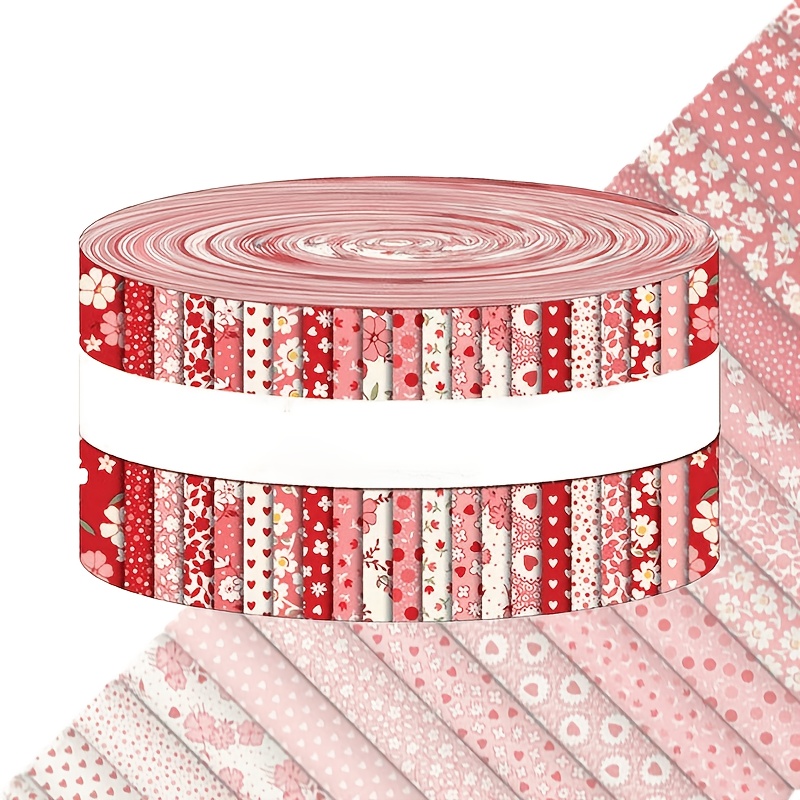 TEMU 40pcs 6.5*50cm (2.55*19.7in) Red Plain Weave Floral Pre-cut Fabric Pack. Suitable For Hand Sewing, , Doll Making, Holiday Decorations, Bag