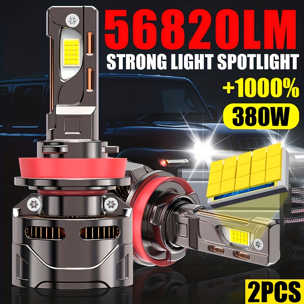TEMU 2pcs 9005 Led With Fast Cooling System 56820lm 7500k, Plug-and-play Installation, Compatible With H1/h4/h7/ H11/9005/hb3/9006/ Hb4/9012/hir2 -