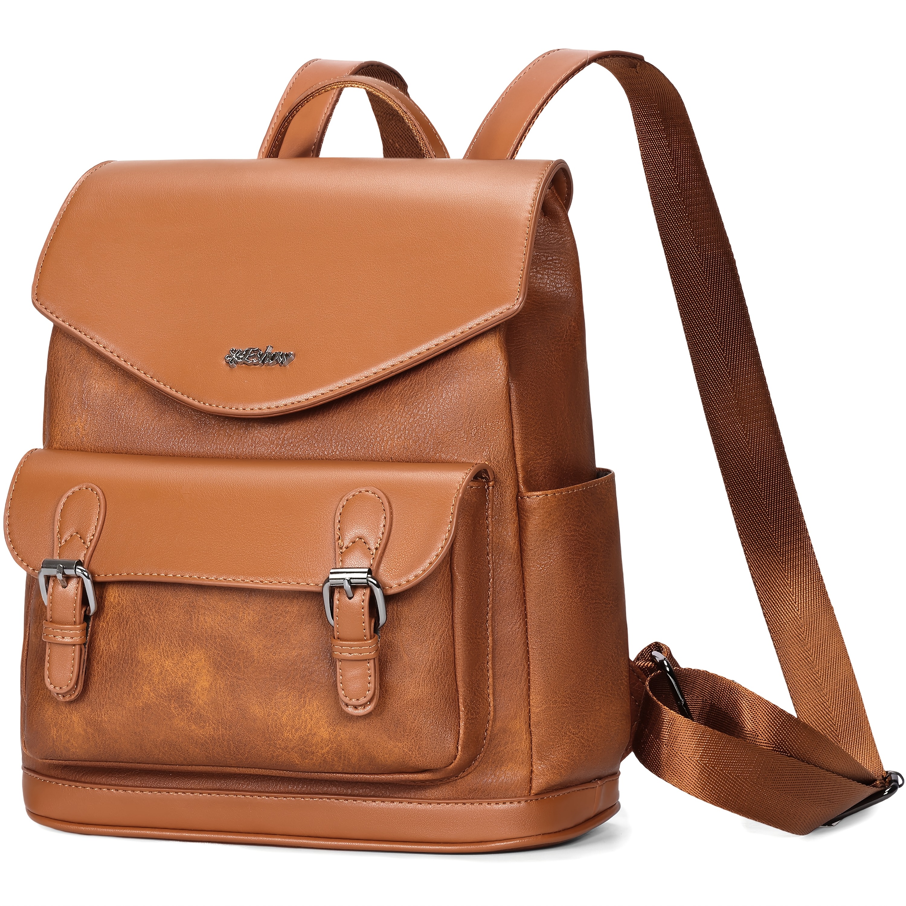 Image of Women's Backpack, Anti-theft Back With Rfid Card Holder, Elegant And Stylish Bag, Vegan Faux Leather Material, Can Fit Tablet Computer, Suitable For , Commuting, School, Work, Travel And Office, Brown
