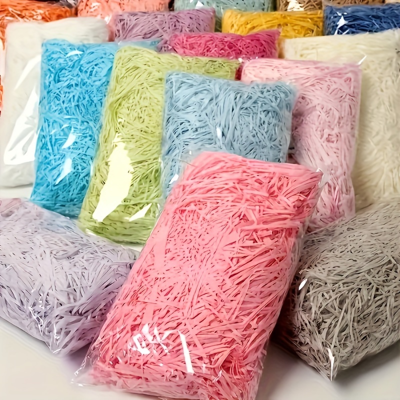 

200g de papier crépon arc-en-ciel déchiqueté - Remplissage décoratif recyclable en raphia pour paniers-cadeaux, rembourrage de boîtes, artisanat et fournitures de fête