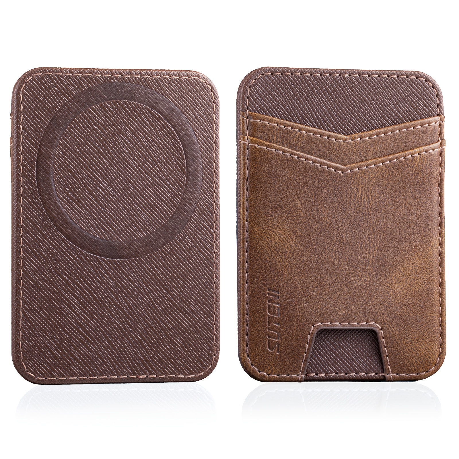 TEMU Suteni Mobile Phone Magnet Pocket Lightweight Card Holder Storage Rfid Anti-skimming Push Card Hole Oil Wax Pattern Luxury Bag Wallet For Unisex
