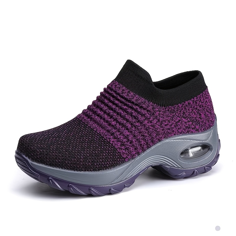 TEMU Baskets à semelle pour femmes, chaussures en tricot léger, chaussures de course respirantes, chaussures pour femmes
