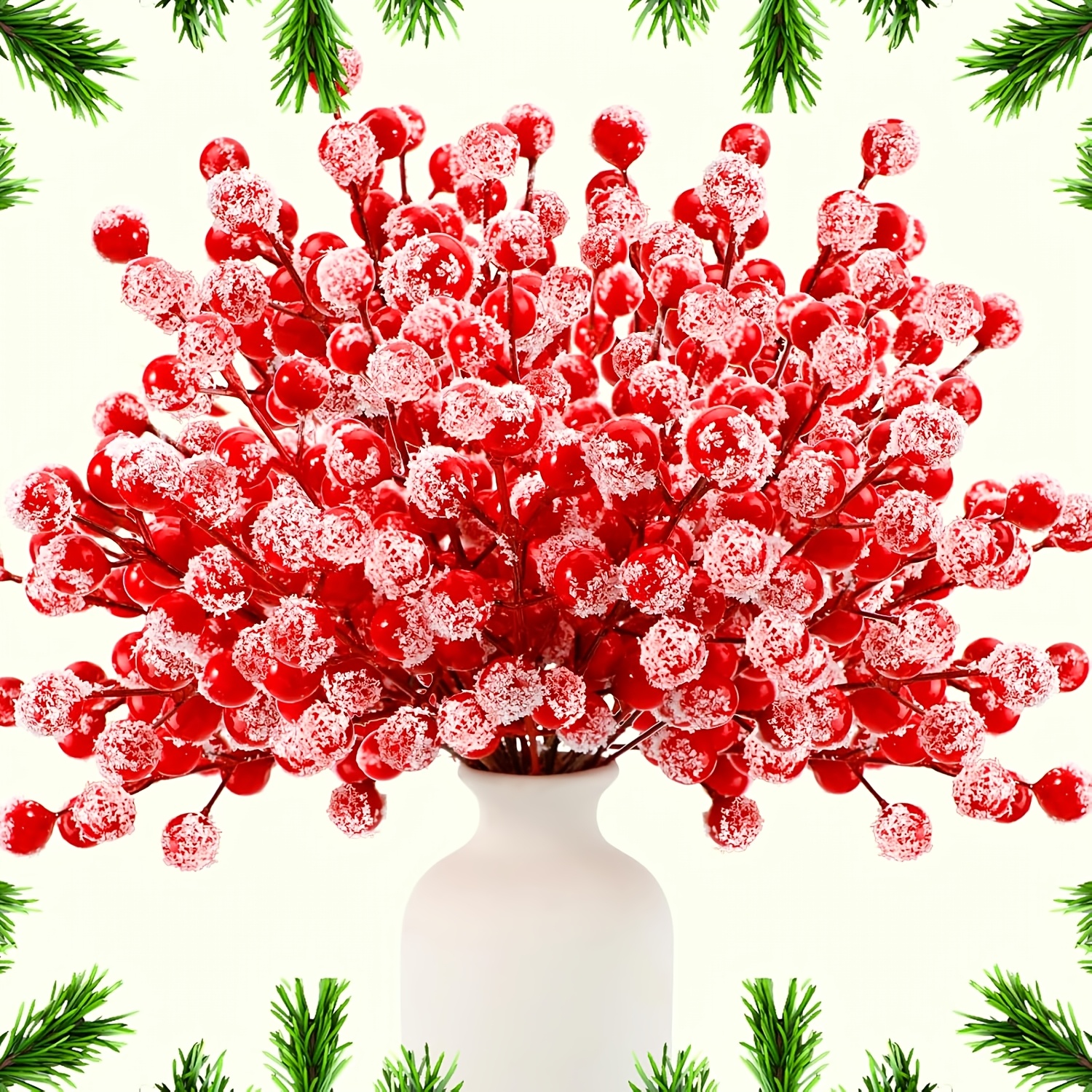 

14 Packs Artificial Stems - Plastic Holiday Decor For Christmas, Winter, Valentine's & Day - No Electricity Needed, Tabletop For Diy Crafts, Home & Vase Arrangements