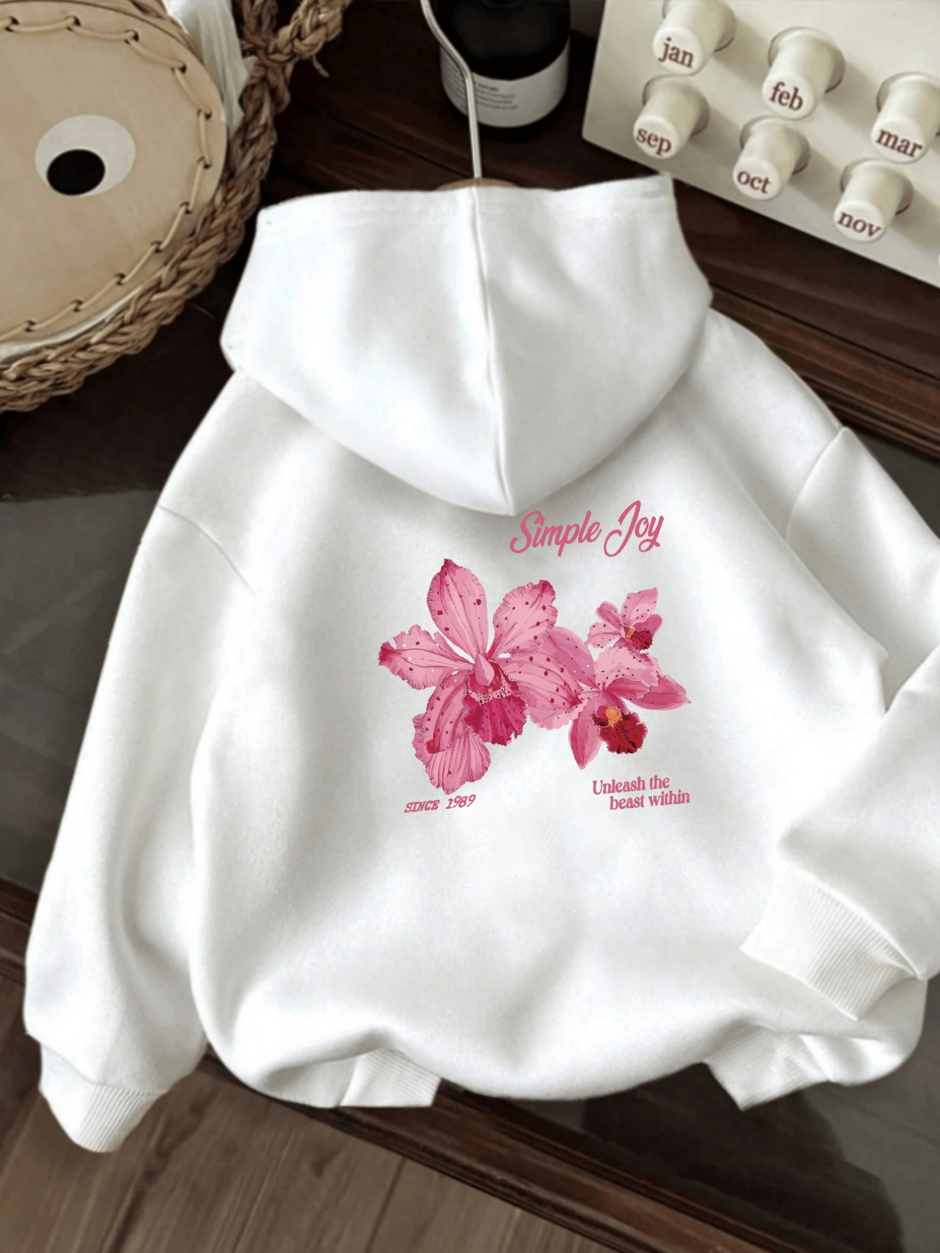 womens casual floral print hoodie pink design Temu Bahrain
