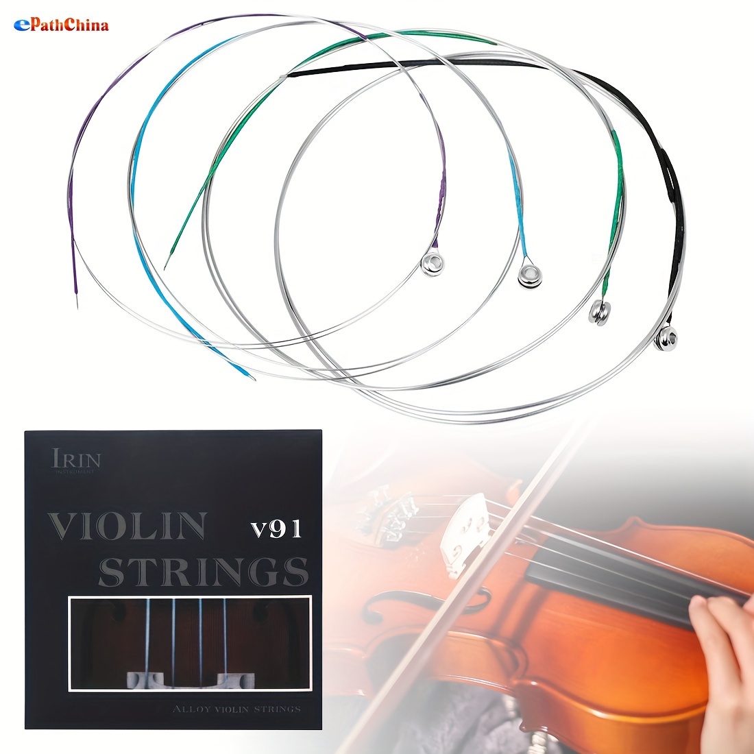 

4pcs/set Universal Full Set E A D G Violin Strings For 4/4 3/4 1/2 1/4 With Nickel-plated Ball End, Alloy Winding String