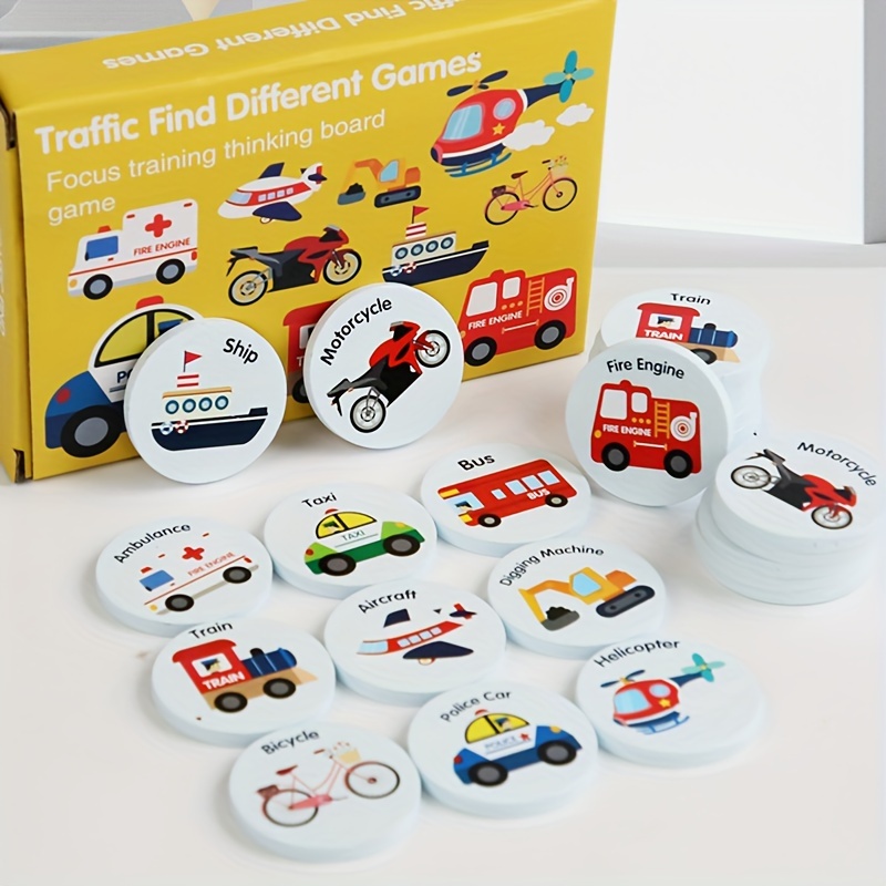 

Wooden Educational Toy Matching Game With Numbers And Transportation Themes