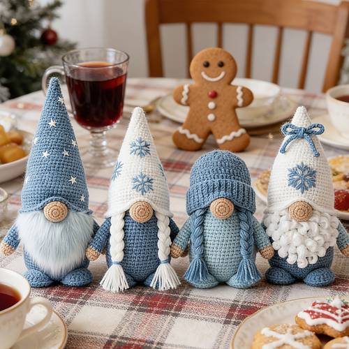 4 pezzi inverno gnomi bambola decorazioni ornamenti kit uncinetto per principianti - kit amigurumi uncinetto - kit uncinetto animali fai da te per adulti - uncinetto a per appassionati di artigianato - kit uncinetto per adulti - kit uncinetto wit