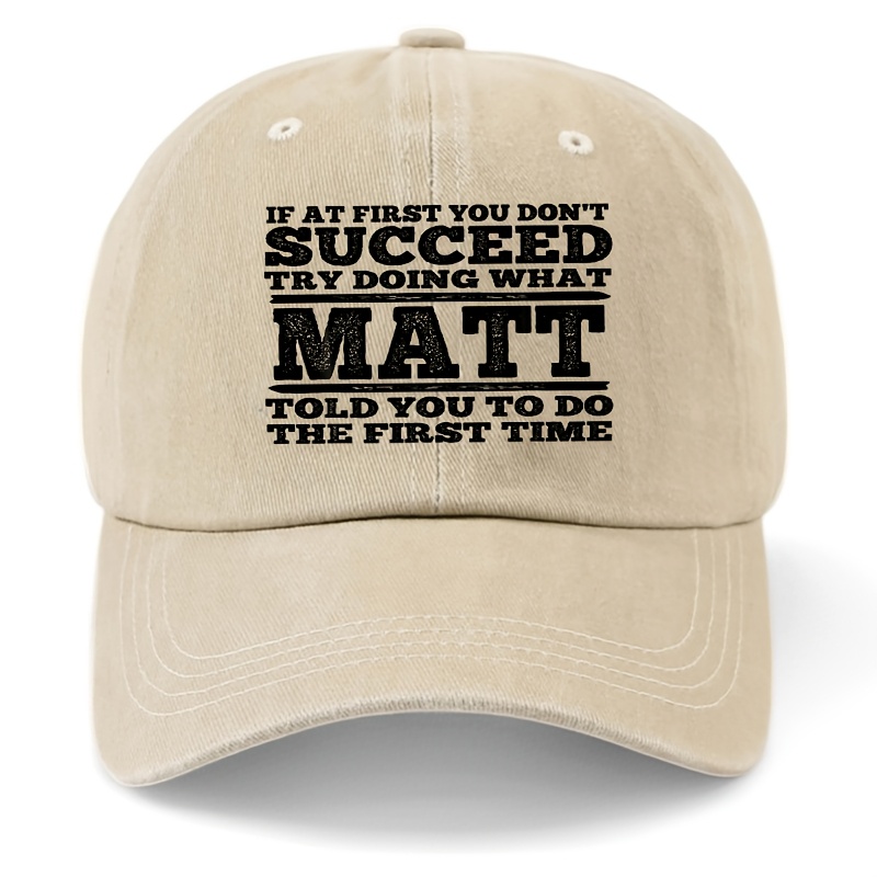 TEMU 1pc ", Matte, Motivational Adjustable Curved Baseball - Washed Vintage Dad Hat, Lightweight Polyester, Casual, Outdoor Sports For Women And Men,