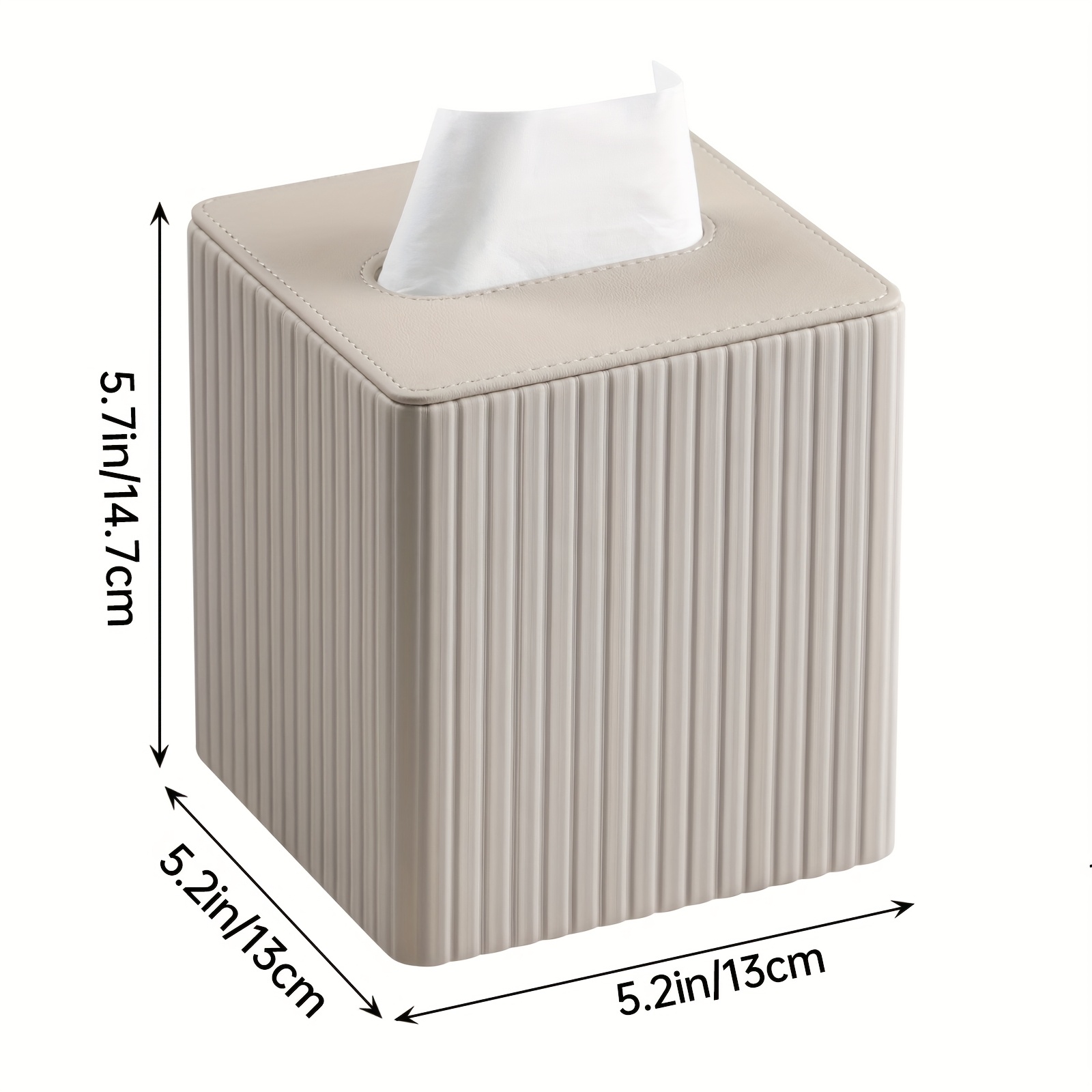   tissue box in elegant colors made of pu leather featuring a magnetic closure at   with a striped decorative surface suitable for bathrooms bedrooms or offices Product details 2