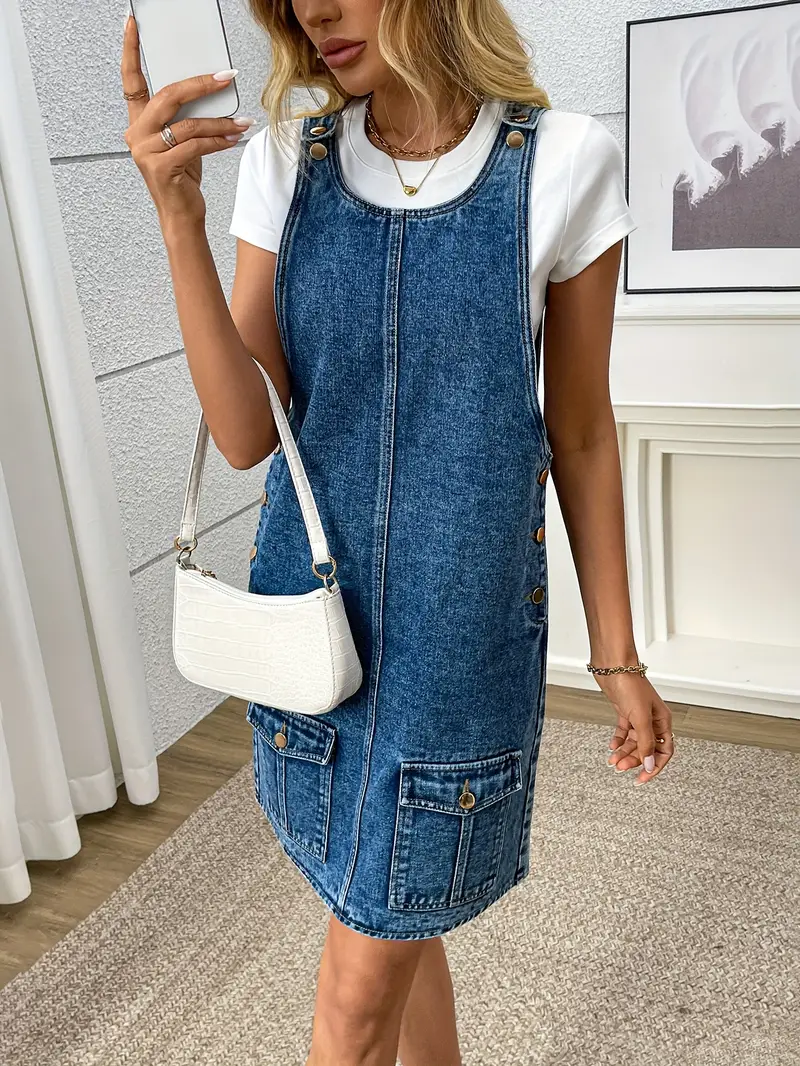 denim jumper dress plus size Overall Casual Maxi - Drak Blue 28.0 3X plus size denim jumper dress
