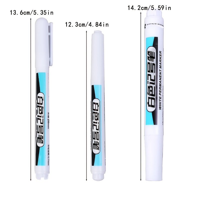 5-6pcs White Waterproof Gel Roller Ball Pens, 0.7mm 1mm 2.5mm, Medium Point, Alcohol-based Ink, for Notebook, Plastic Surface, Painting, Marking, Writing