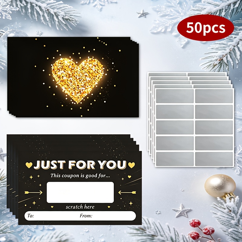 TEMU 50 cartes cadeaux à gratter, coupons pour couple " ", coupons cadeaux d'anniversaire
