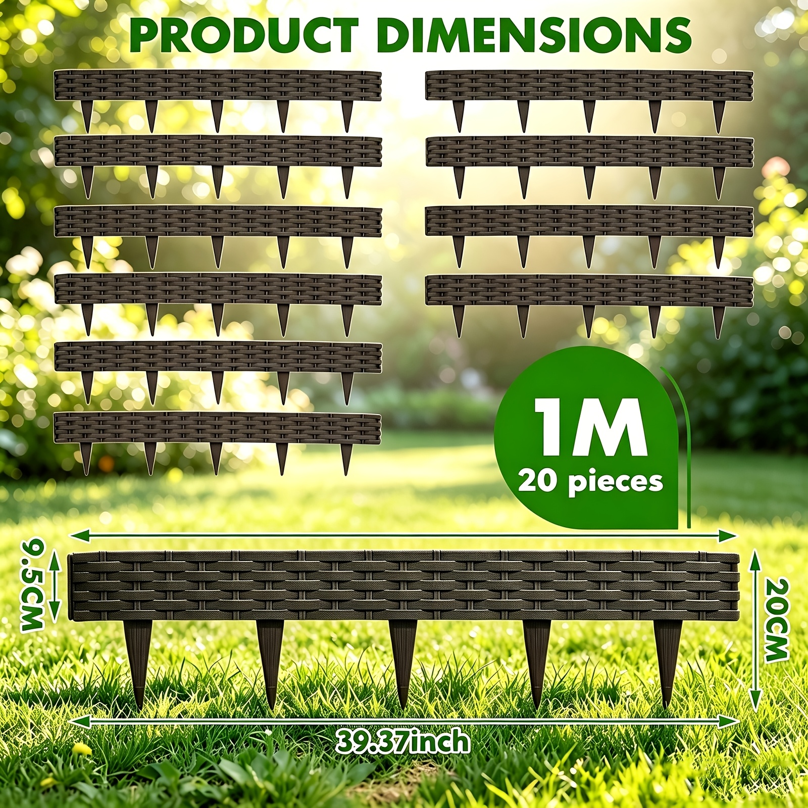 Gardening Edging, Multiple Sizes , 5/10/20pcs, Suitable For Garden Borders, Vegetable Planting, Lawn Edging, Made Of Soft Plastic, Lawn Fence, With Ground Anchors
