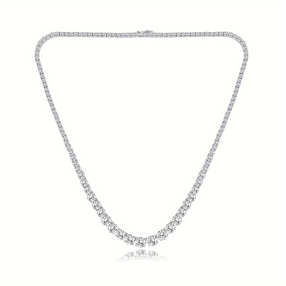 

1pc Gradient 3.0-6.0mm Round Cut Synthetic Cubic Zirconia White Golden Tennis Necklace 16-24 Inch, New Year Valentine's Day Day Wedding Holiday Anniversary Gift, Unisex