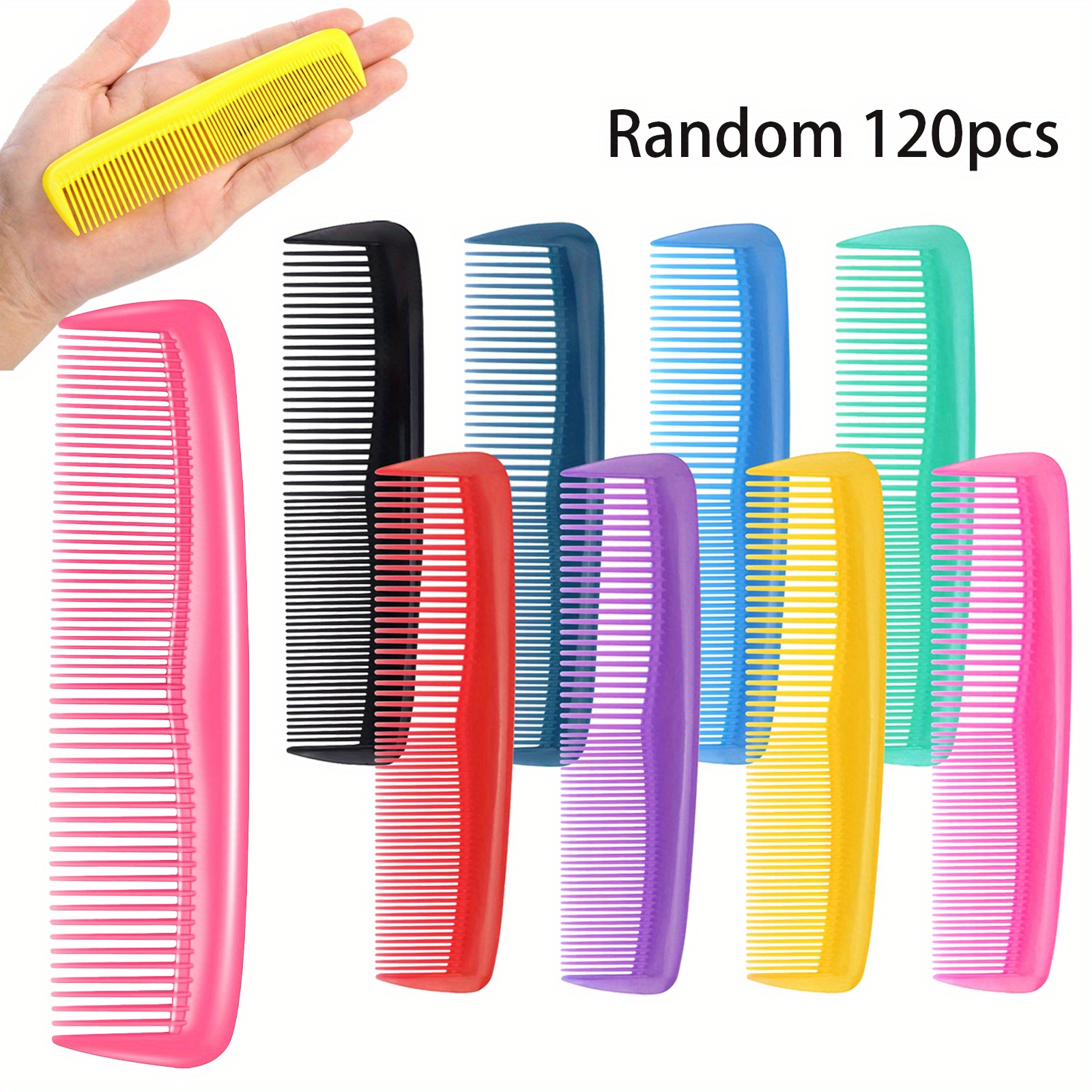 TEMU Set Of 120 Disposable Hair Combs - Compact Wide And Fine Tooth Combs, Sturdy Plastic Bulk Combs For Hotels, Shelters, And Nursing