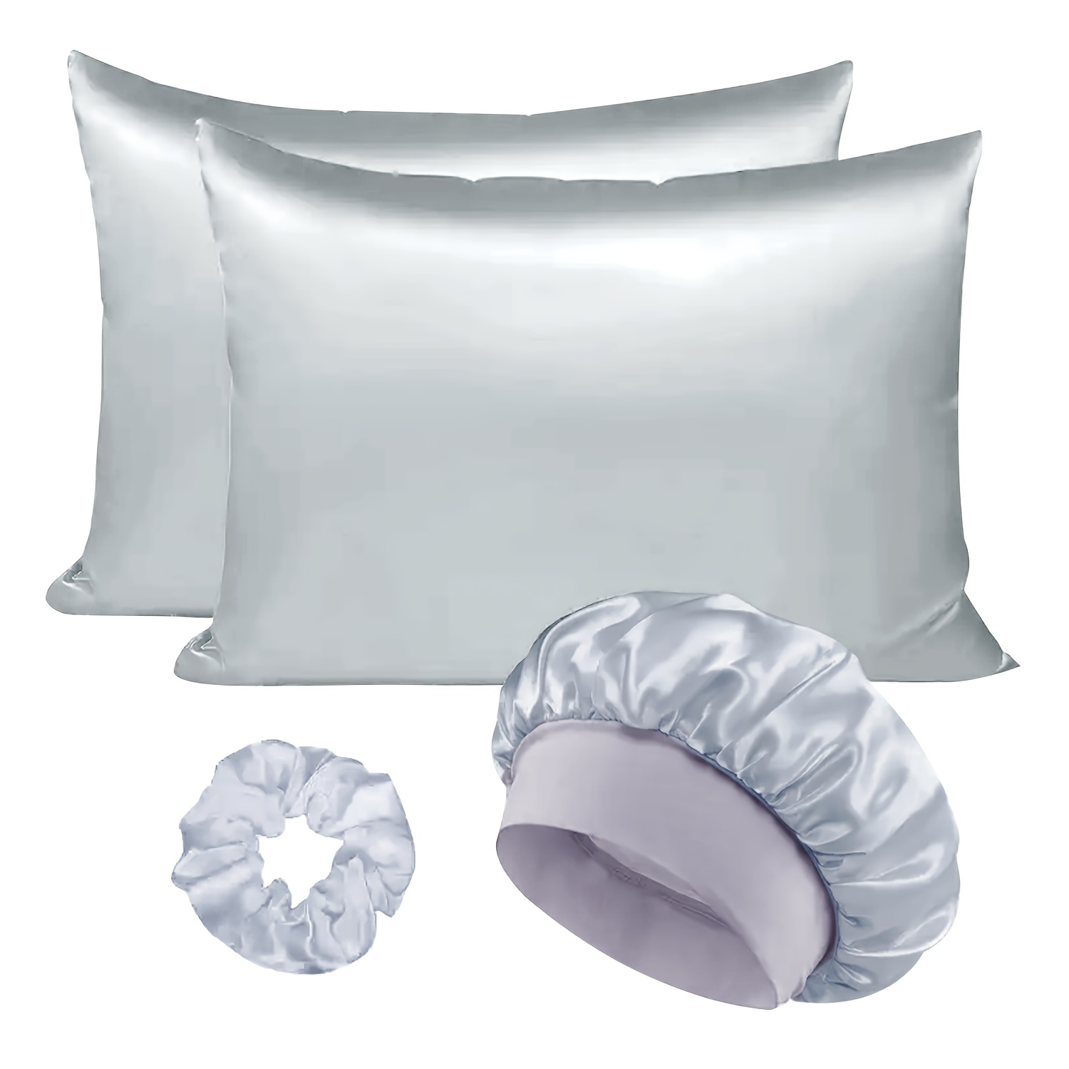 Set of 4 Luxurious Satin Pillowcases: Gentle on Skin, Breathable, And Includes Hair Ties - Ideal for Hair And Skin Maintenance in Solid Colors, Comes with Hair Rings, Great Gift Idea