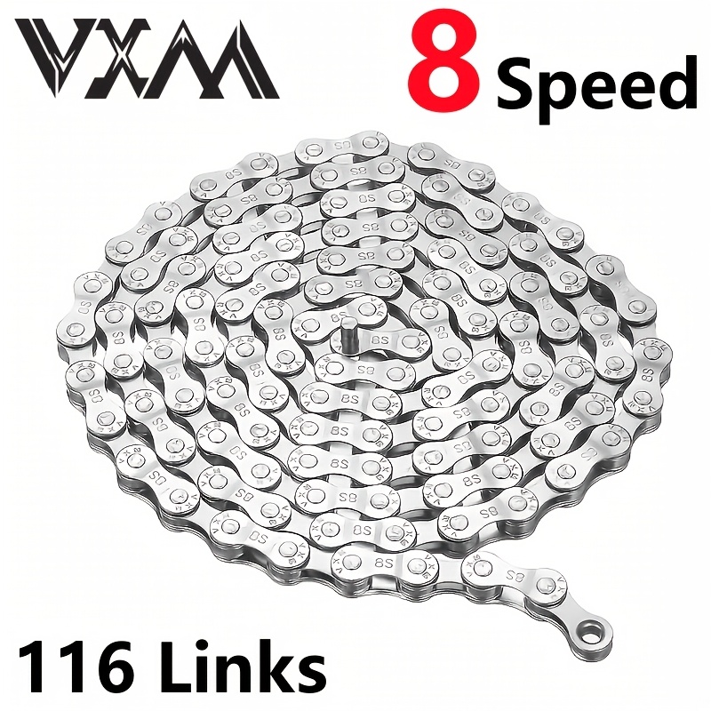 E-shop VXM8-Geschwindigkeit Fahrradkette – Geeignet für 6/7/8-Gang Mountainbikes/Rennräder, eine silberne 116-Glieder Rennkette für sanftes Schalten