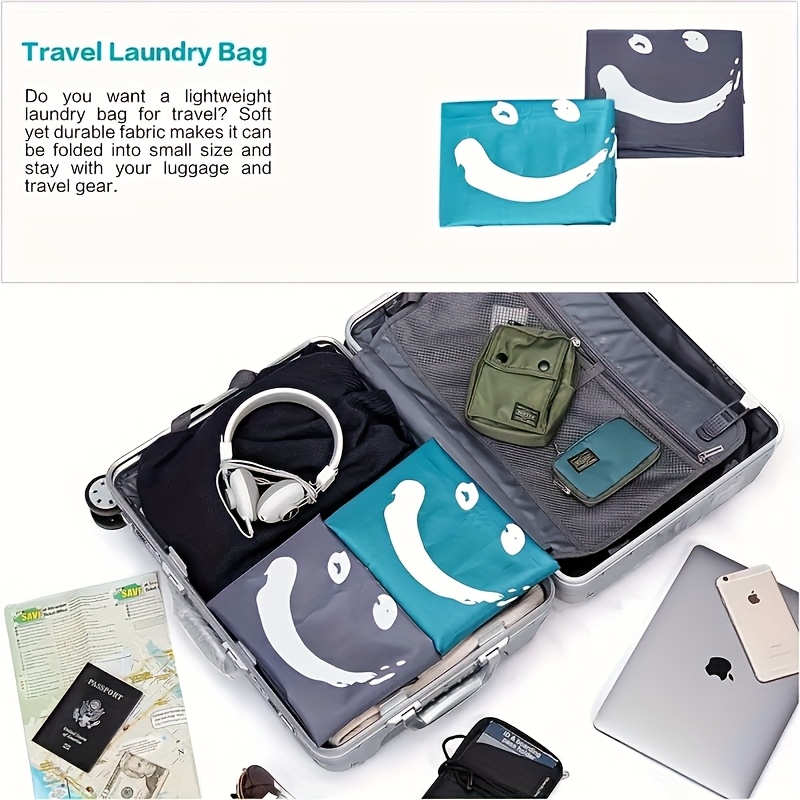 1-Pack Large Travel Laundry Bag with Wash Me Print - Durable Nylon Multi-Functional Organizer for Clothes, Towels & Bedding - Machine Washable & Dry Cleanable (Black & Turquoise), Portable Washing Bag, Easygrip Handle