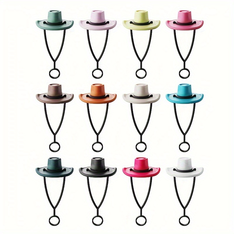 12pcs Cute Cowboy Straw Sleeve Caps | Grade Silicone, Reusable & Decorative, Compatible With 10mm Straws, Great For Home And Outdoor Use, Perfect For Easter, Mother's Day, Valentine's Day, Day