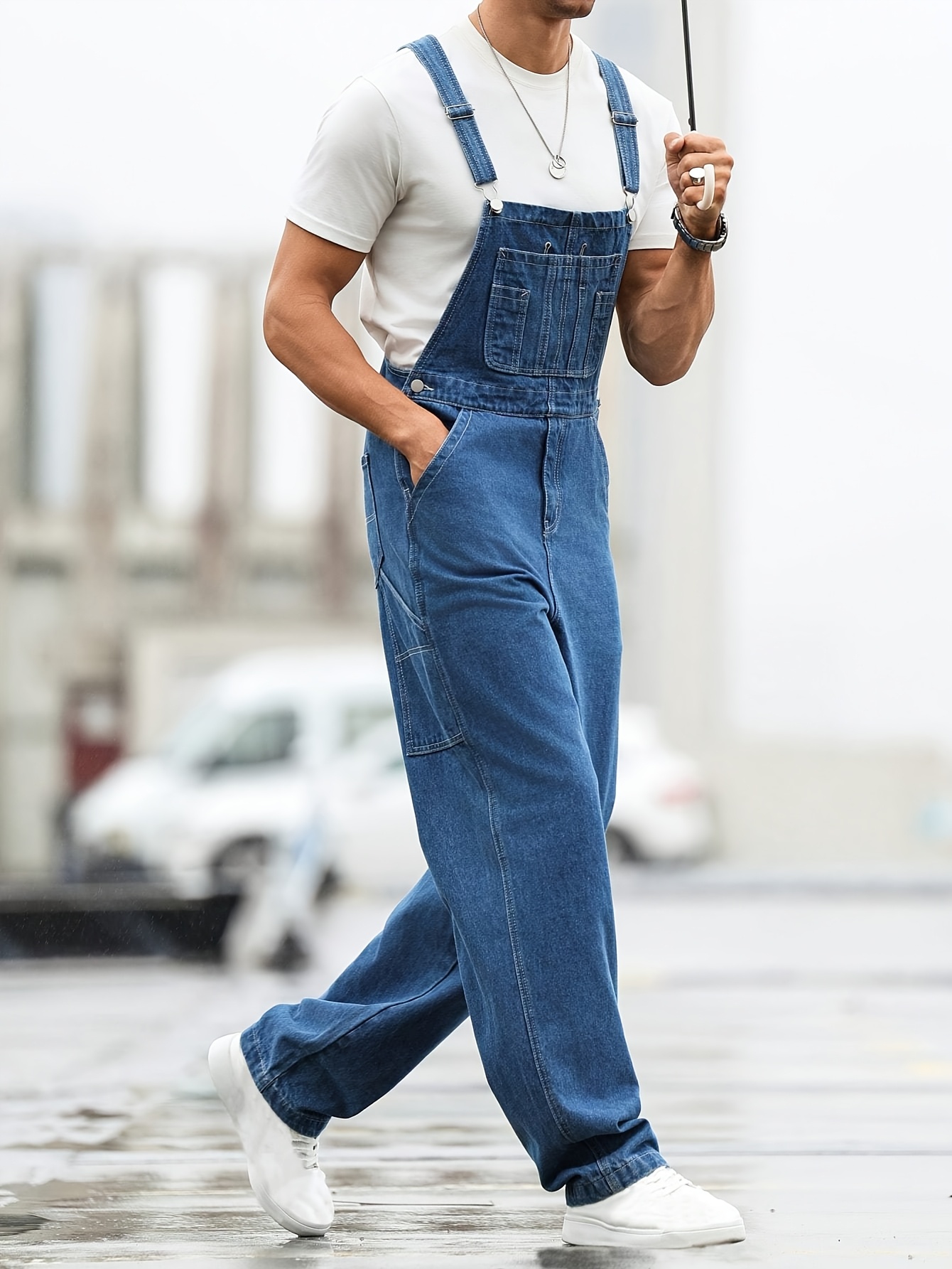 mens stylish versatile denim overalls complex multi - Temu Canada