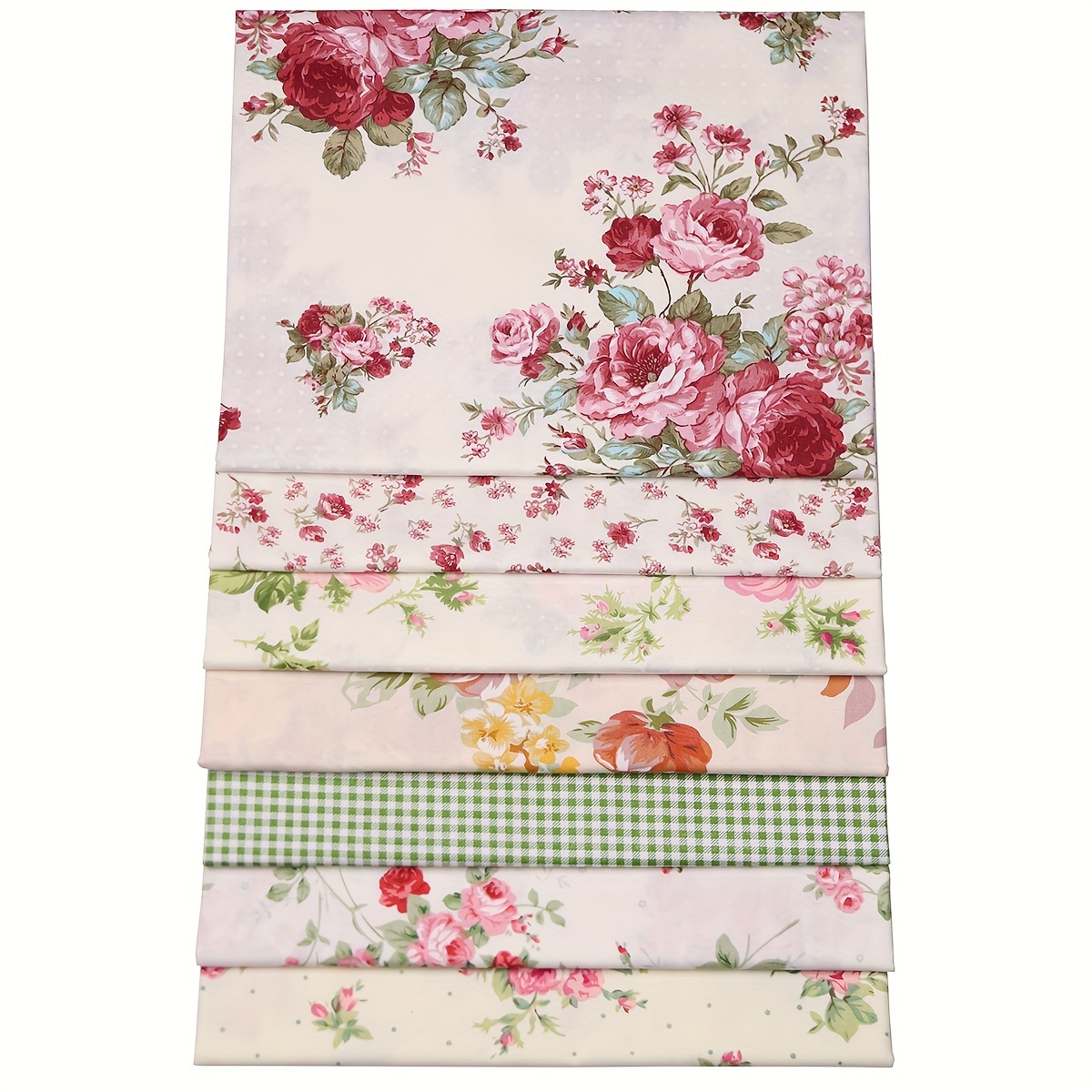 

7-piece Vintage Rose Floral Fabric Bundle - Pre-cut Cotton Quarters For Quilting, Sewing & Diy Crafts - Ideal For Patchwork, Home Decor & Party Supplies - Hand Wash Only - 15.75 X 19.69 Inches