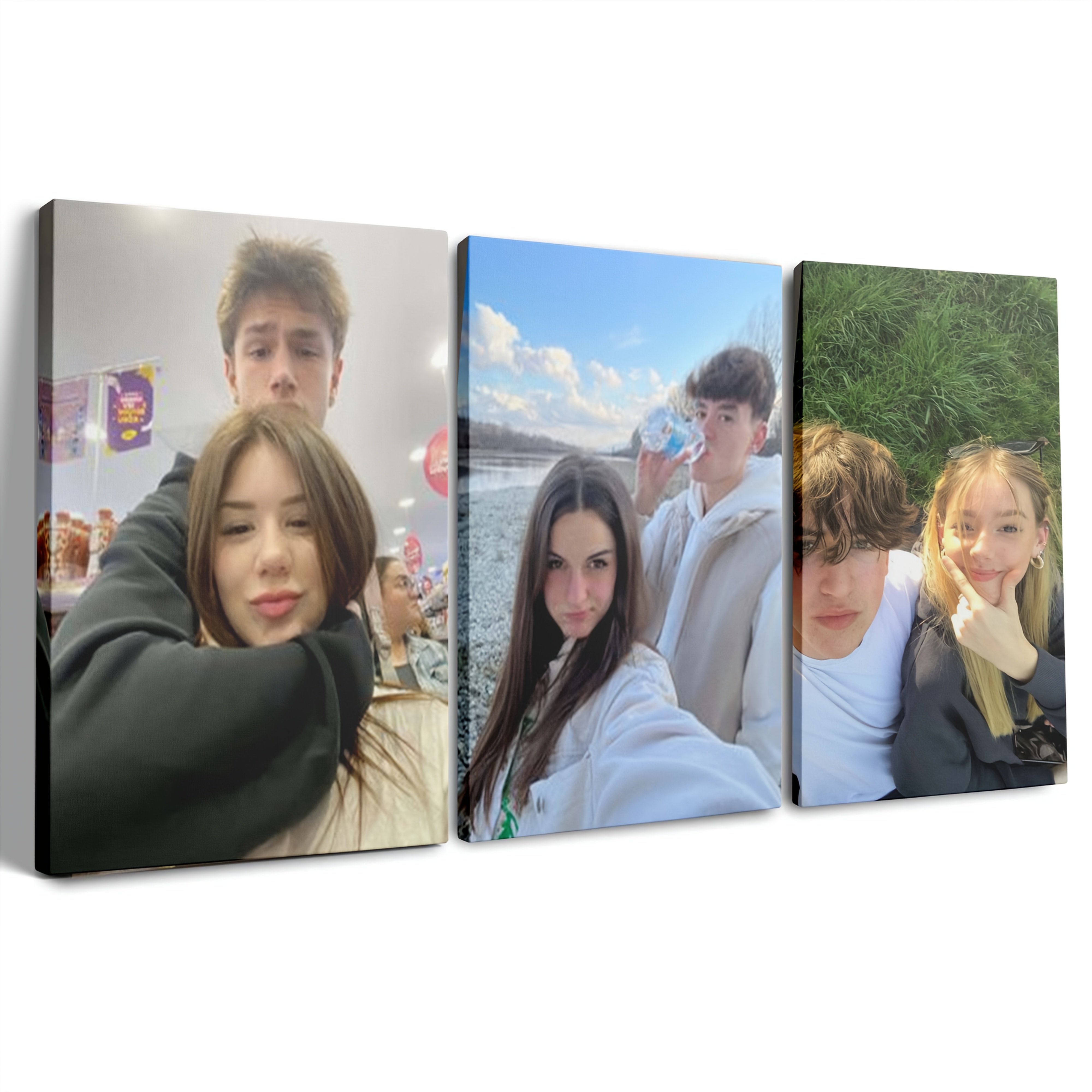 

3pcs Personalized Canvas With Wooden Frames - Custom Love-themed Photo Wall Art, Ideal For Couples & - Perfect Birthday, Anniversary, Christmas Gift