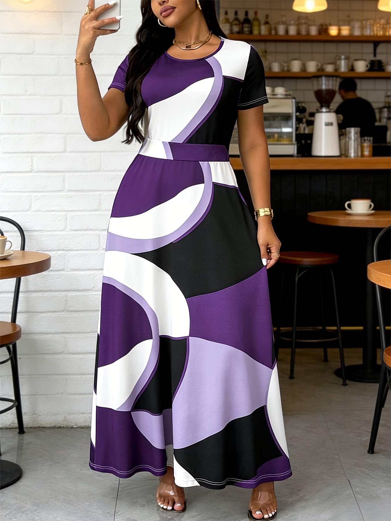 knee length dresses for ladies Sexy Big size 6XL Fat MM Woman dress Summer casual black and white str –  Mega Mart Center main image 1