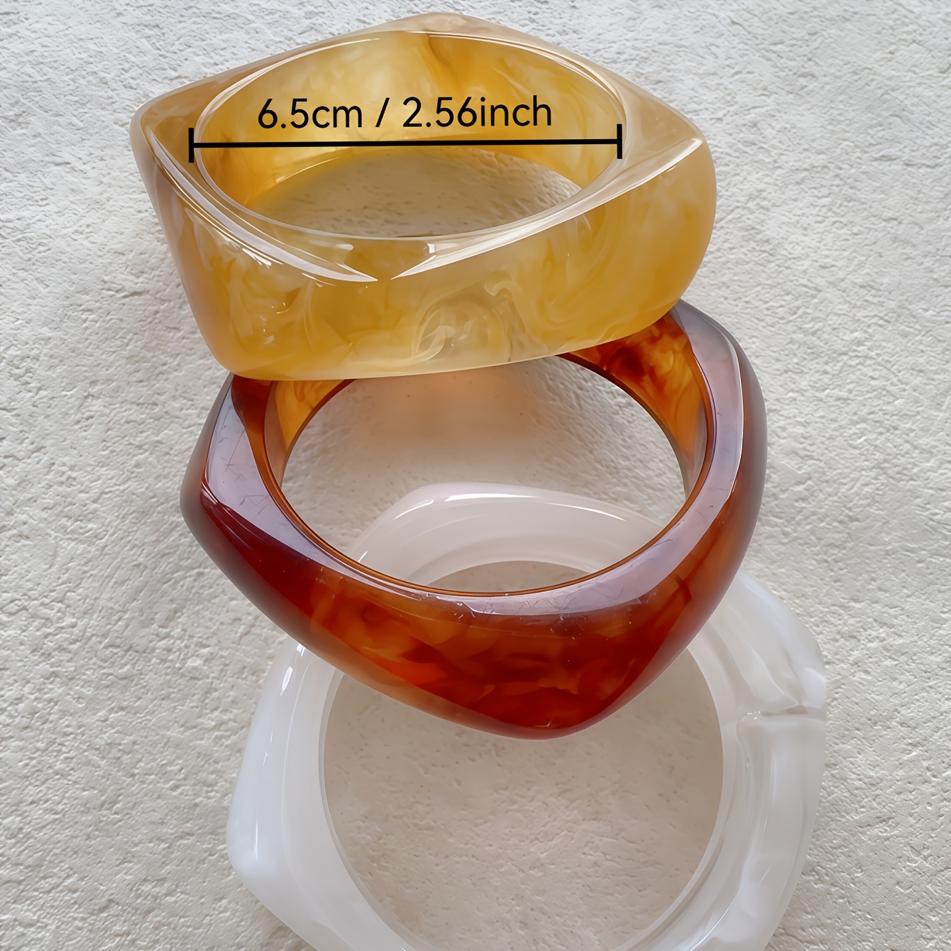 3pcs Women's Irregular Arc Resin Bangle Set, Vintage Tortoiseshell