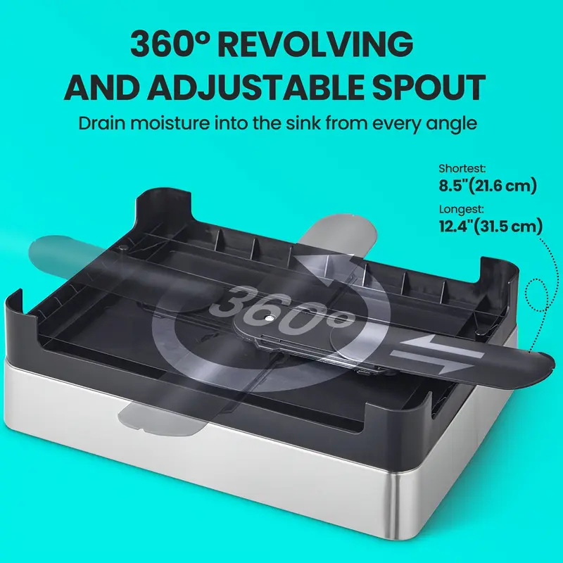 2 tier dish drying rack with rotatable drain spout kitchen counter dish rack with extendable drain spout dish drainer for utensils cups glasses cutting boards space saving and easy to assemble new year gift valentines day gift Product details 6