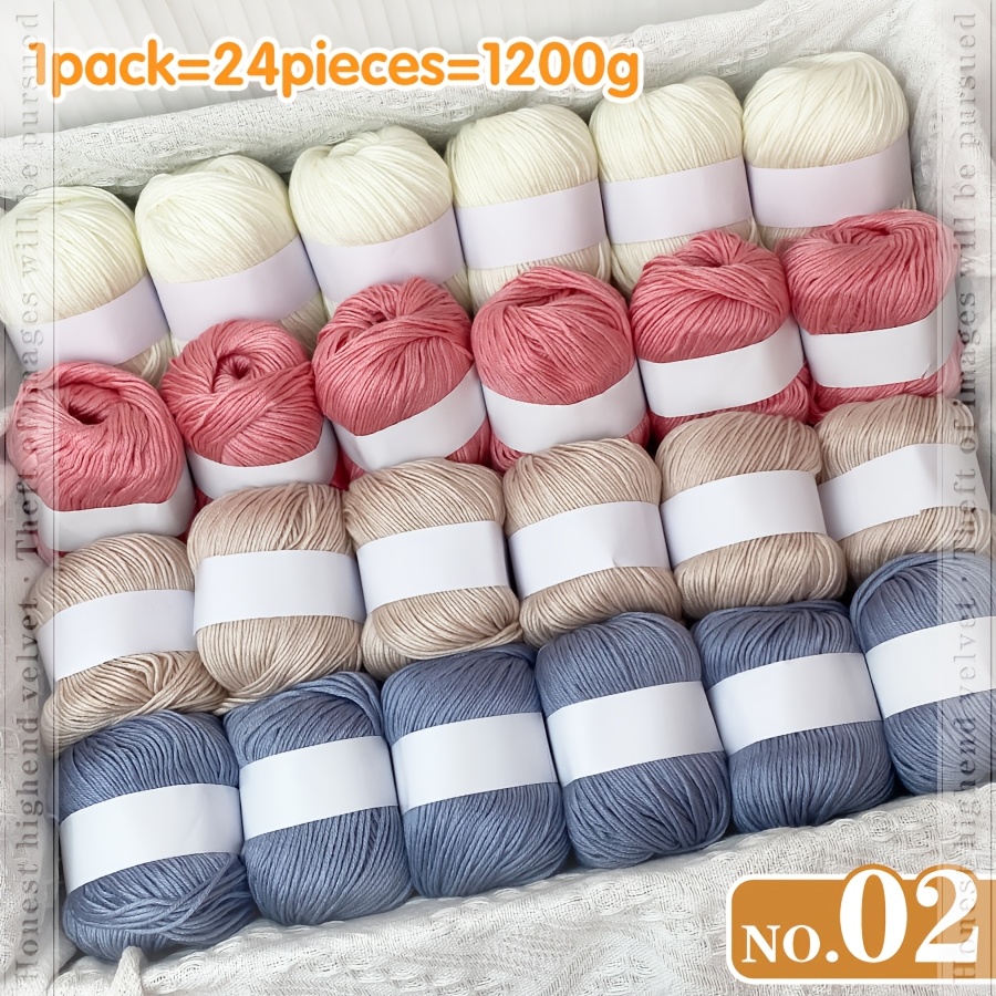 E-shop [Extra Große Menge] 24er Set Luxus Kaschmir- und Seidenmischgarn - Vierfarbige Montage - [Ca. /24 Knäuel pro Packung], Seide: 70.00%; Kaschmir: