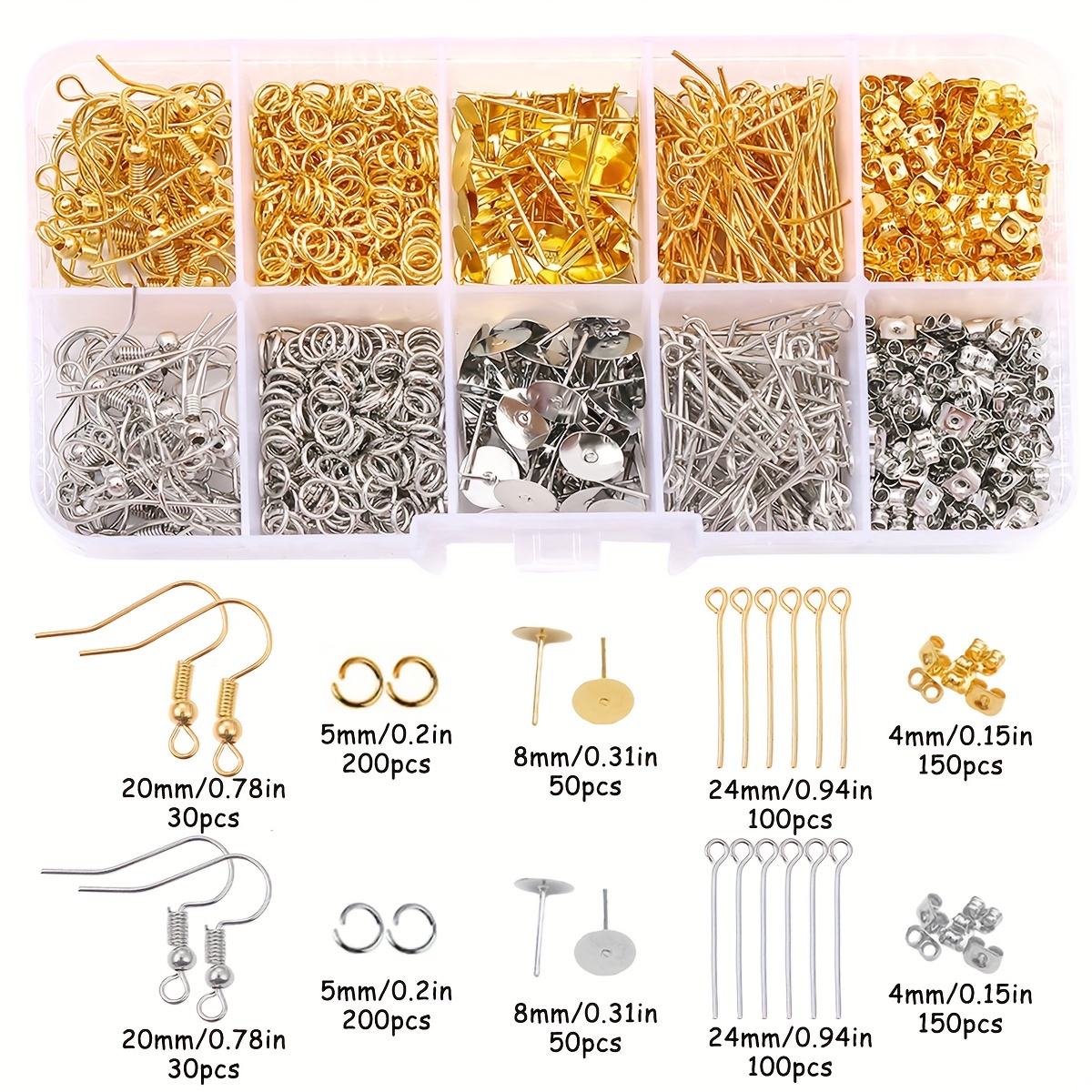 1060pcs earring post kit earring hooks Temu Pakistan