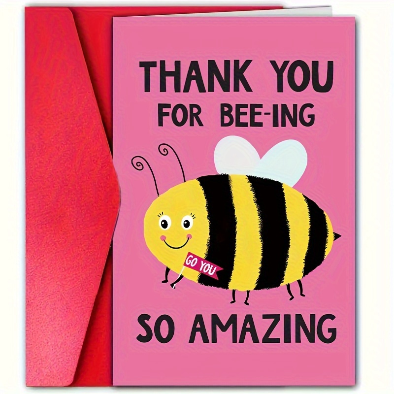 

Thanksgiving Appreciation Greeting Card With Envelope, Fun Bee Illustration, Personalized Paper Card For Anyone - Unique Bee Amazing Thank You Note For Parents, Spouse, Teacher