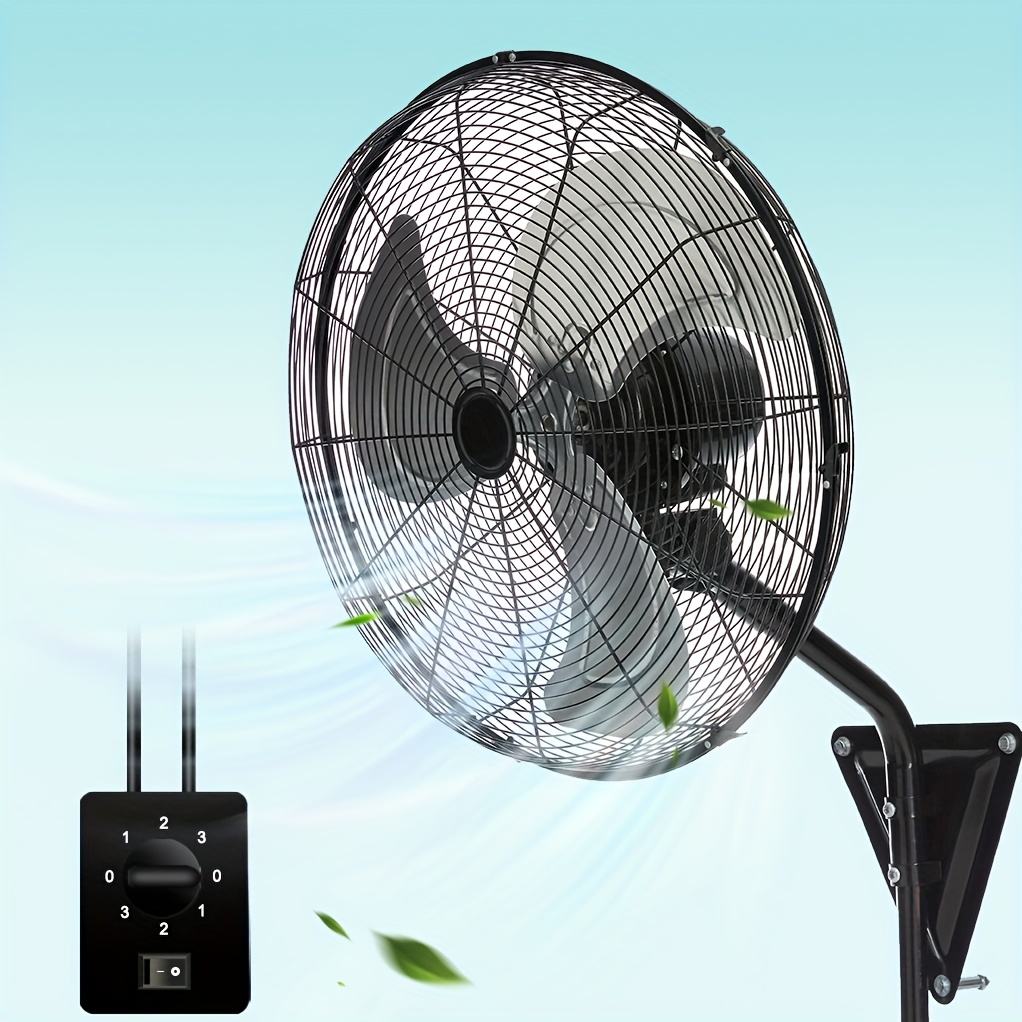 TEMU 30/24/20 " Wall Mount Fan - 7000 Cfm High Velocity, 3-speed Industrial Oscillating Fan With 120&deg; , <55db, For Home, Garage, Warehouse (black)